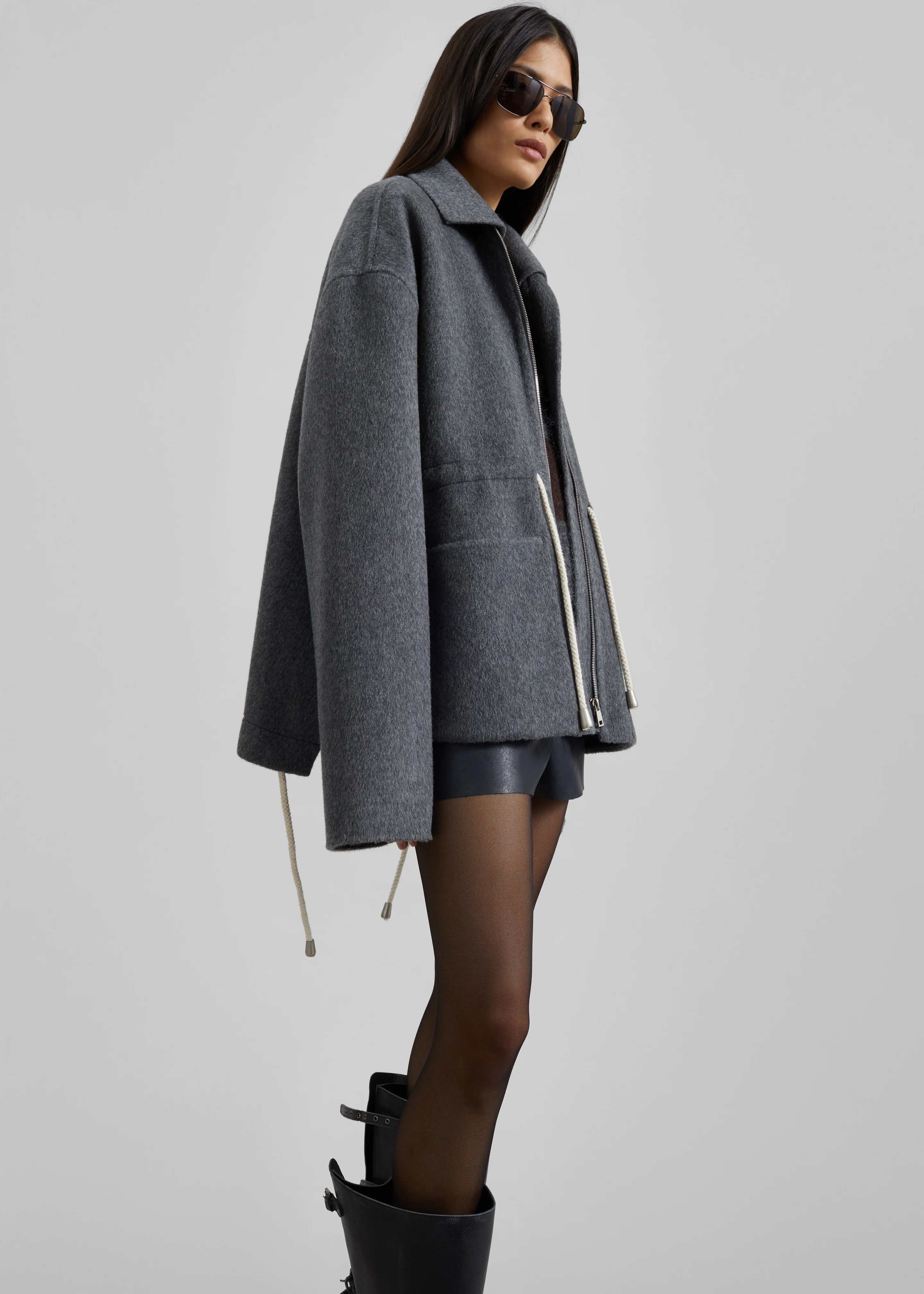 Lemvig Wool Drawstring Jacket - Grey