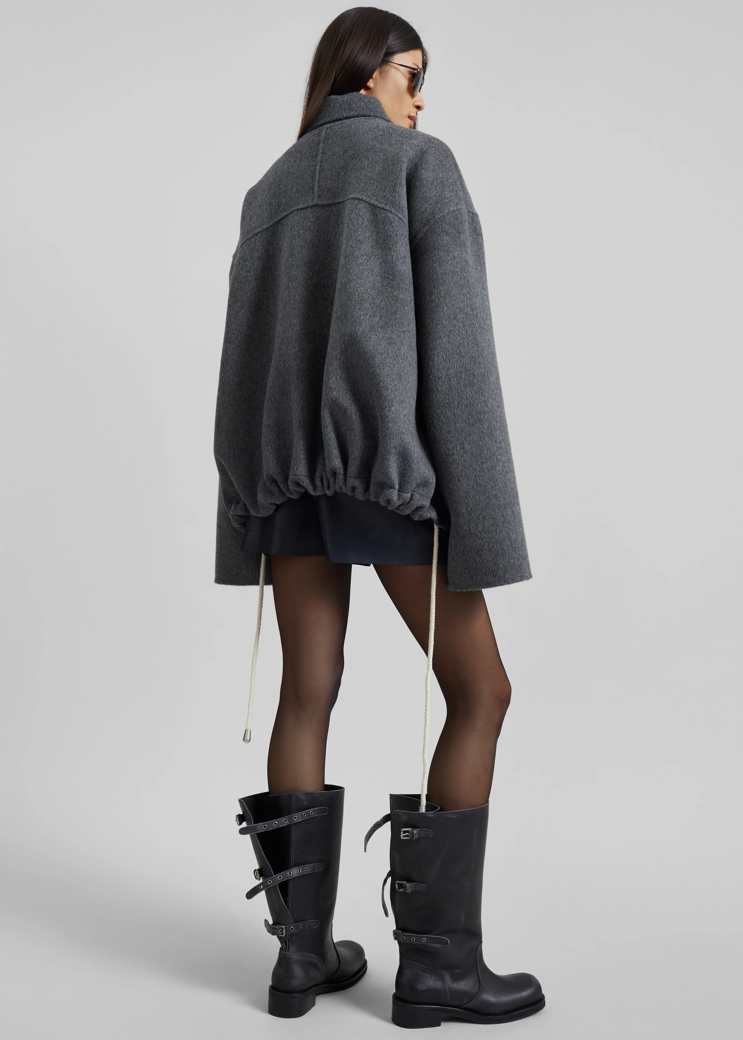 Lemvig Wool Drawstring Jacket - Grey - Image 2