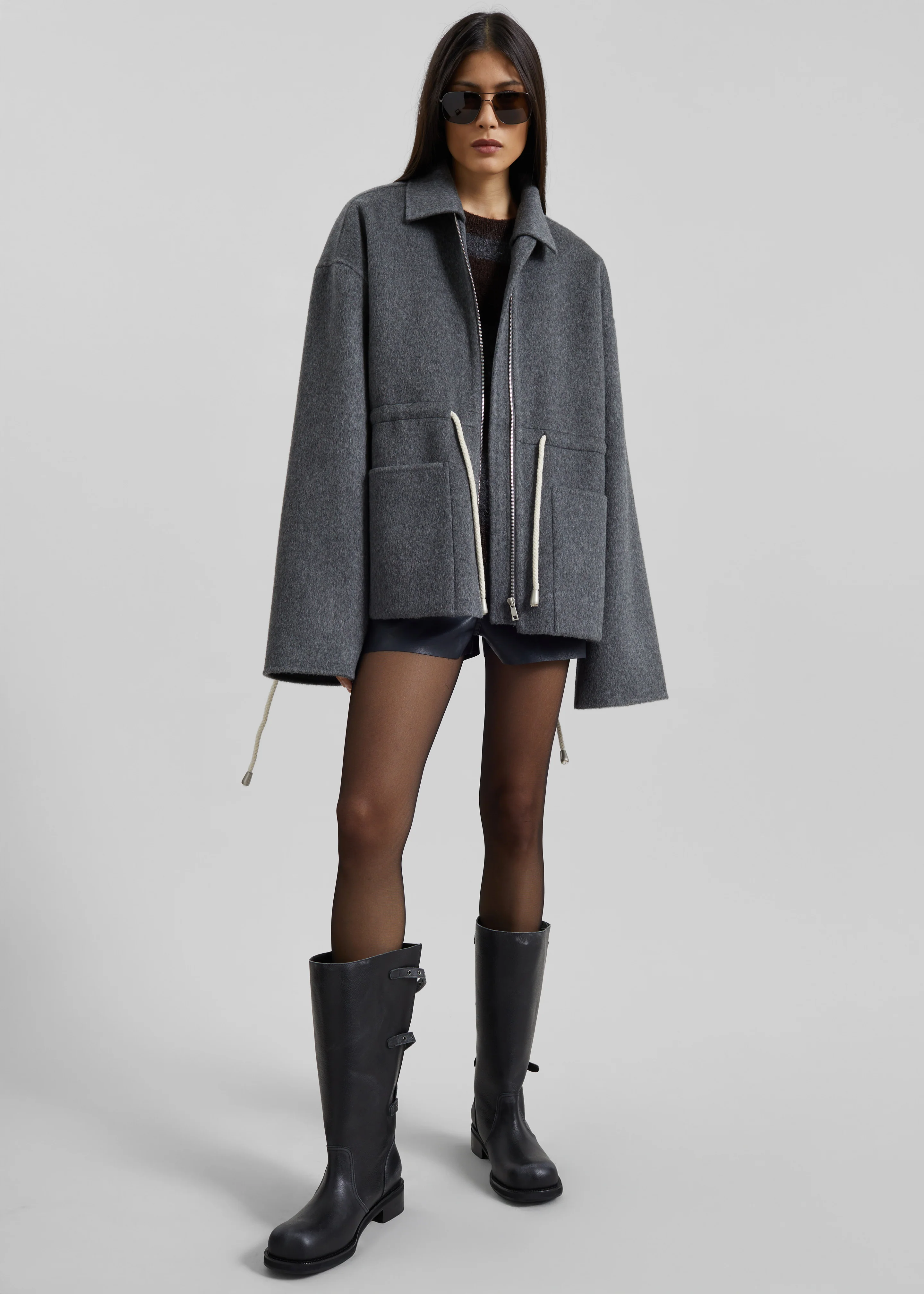 Lemvig Wool Drawstring Jacket - Grey - Image 4