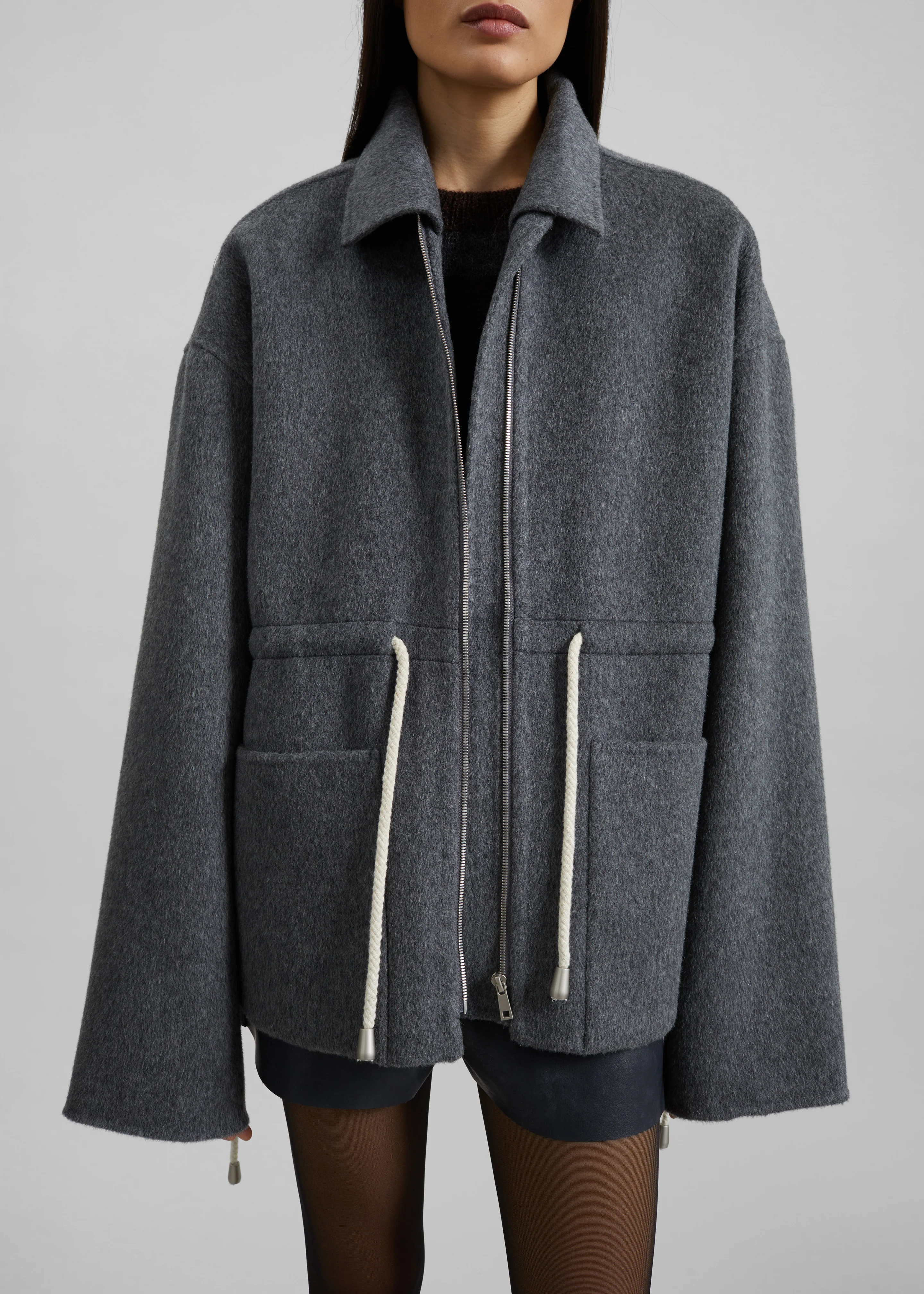 Lemvig Wool Drawstring Jacket - Grey - Image 6