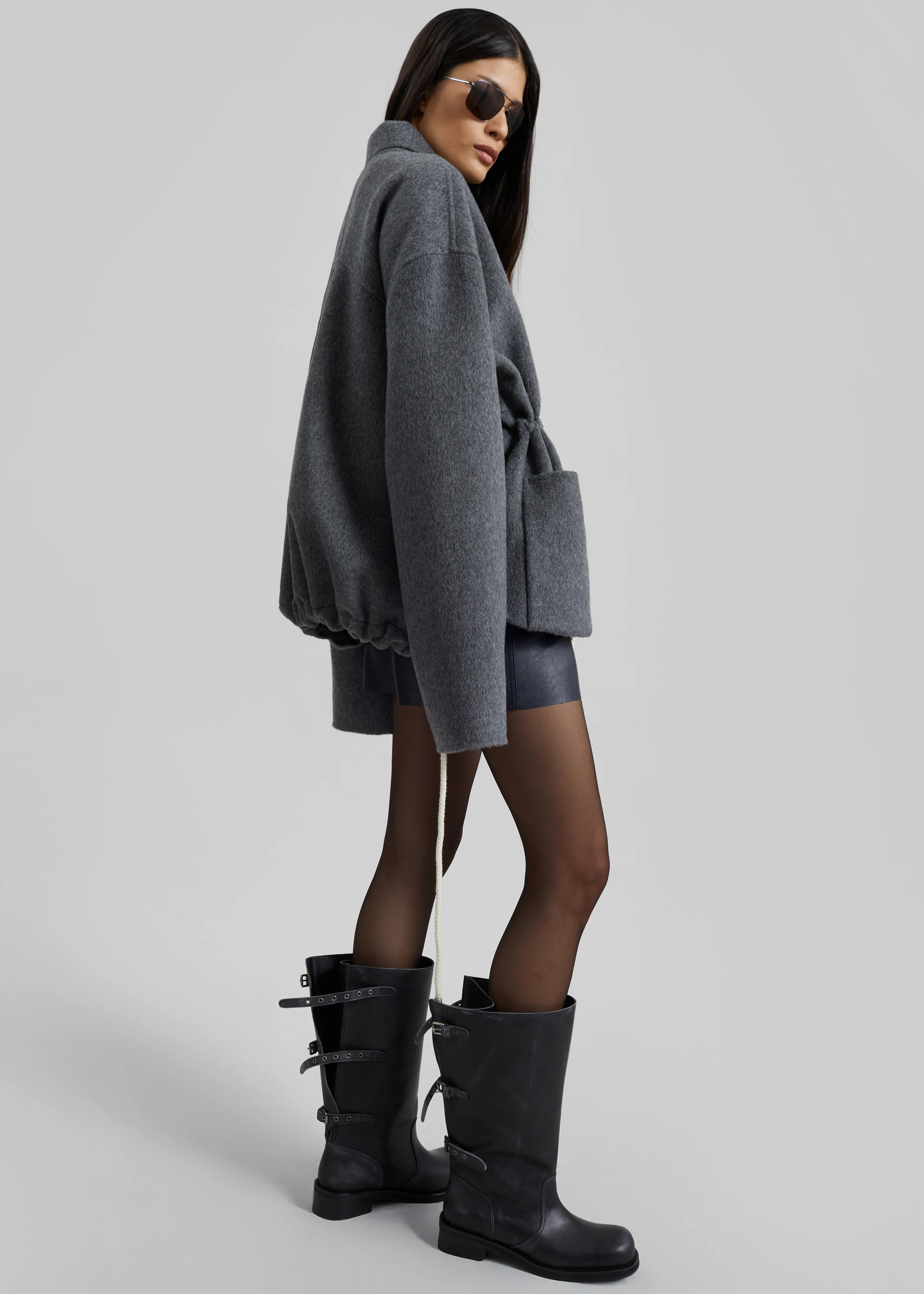 Lemvig Wool Drawstring Jacket - Grey - Image 7