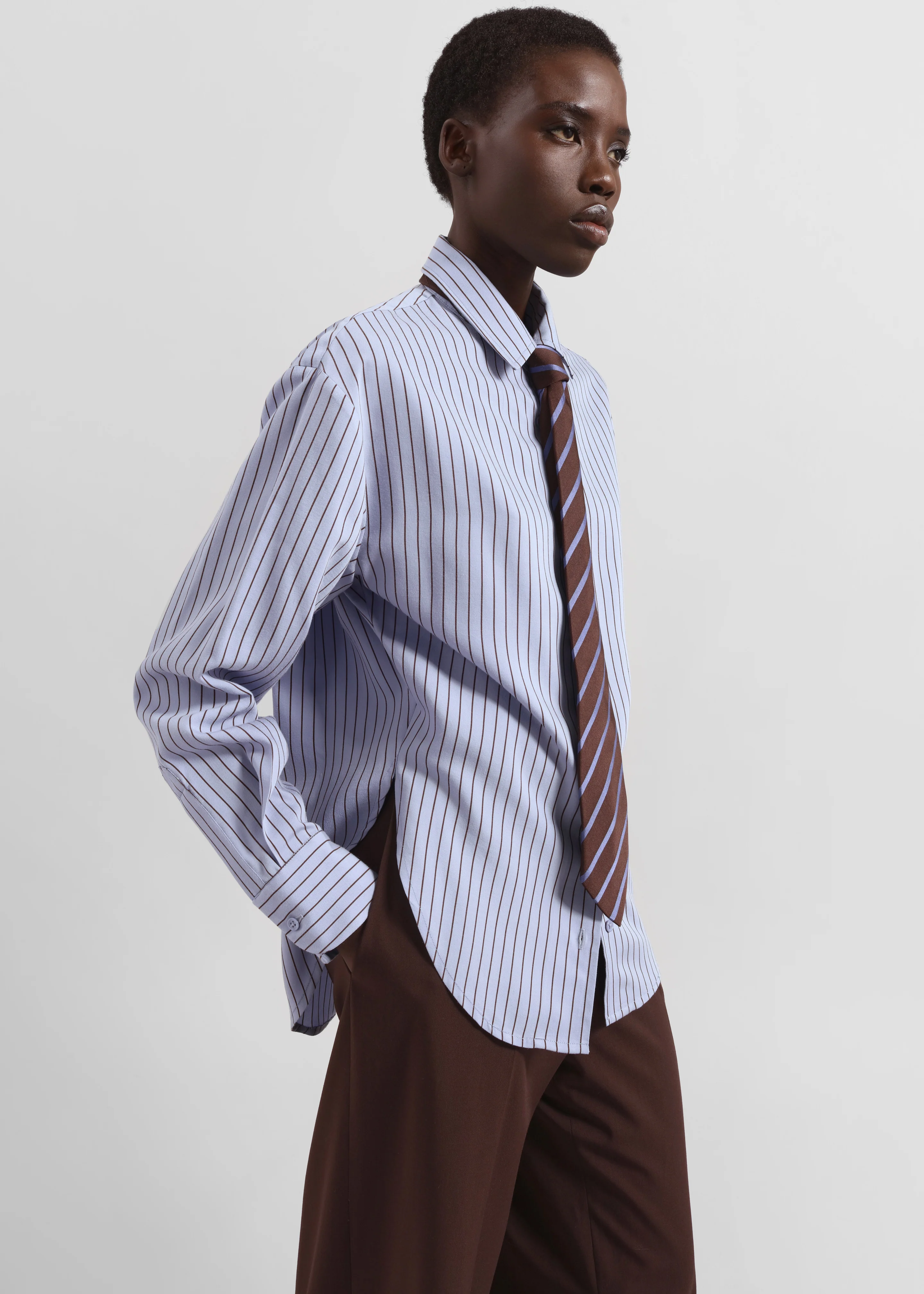 Lene Striped Tie - Brown - Image 4