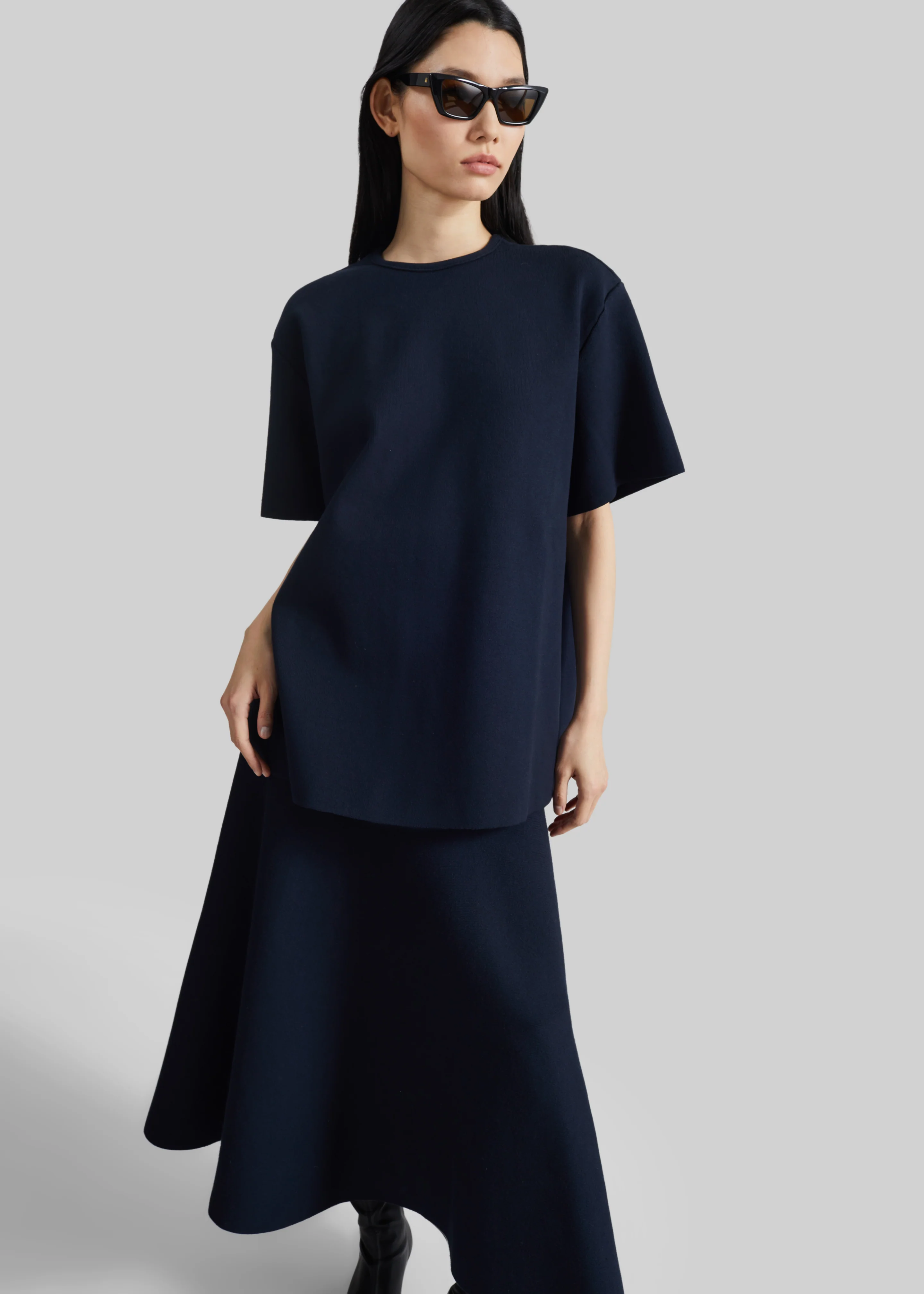 Leni Knit Oversized Top - Navy