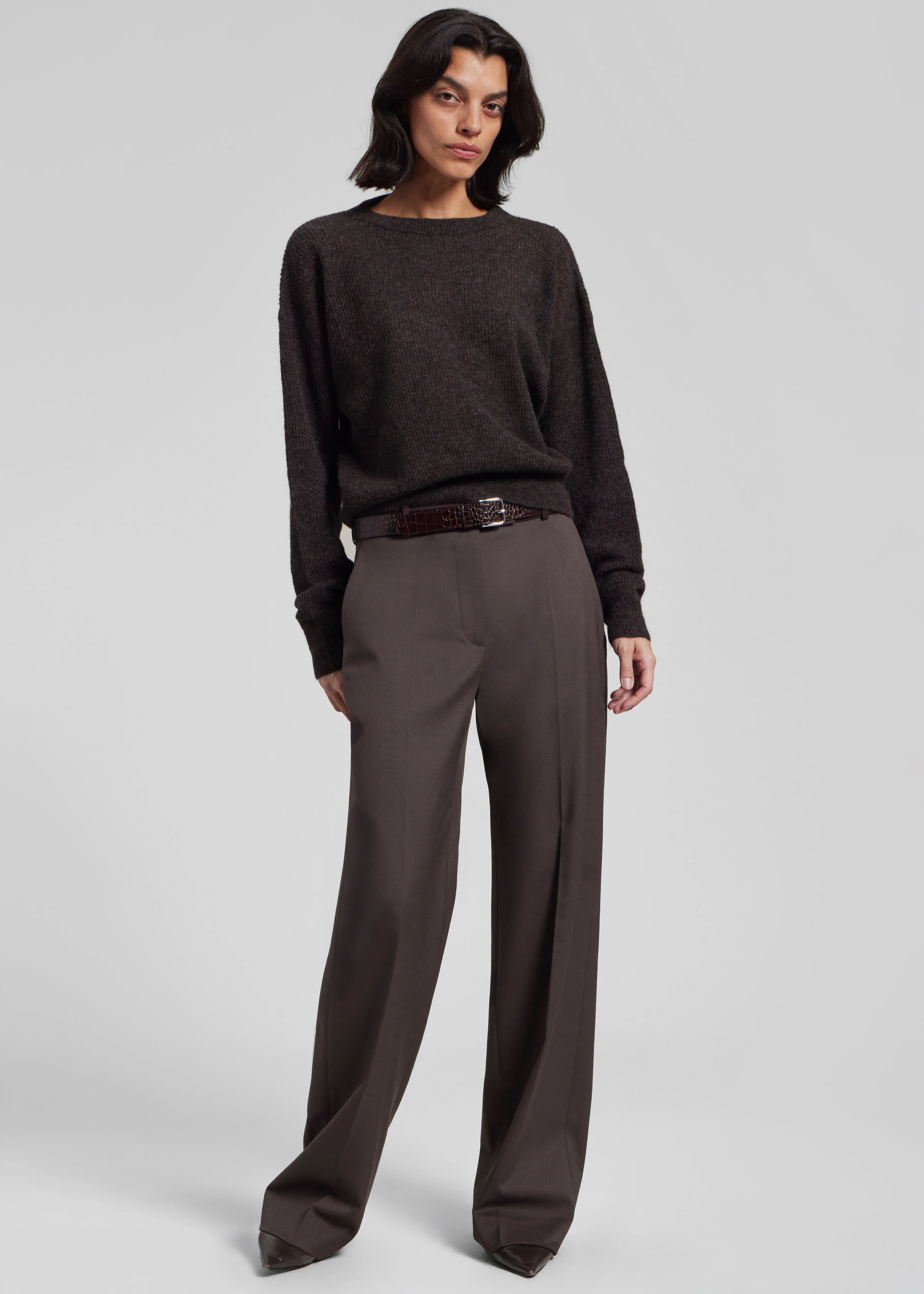 Lenora Straight Trousers - Brown - Image 9