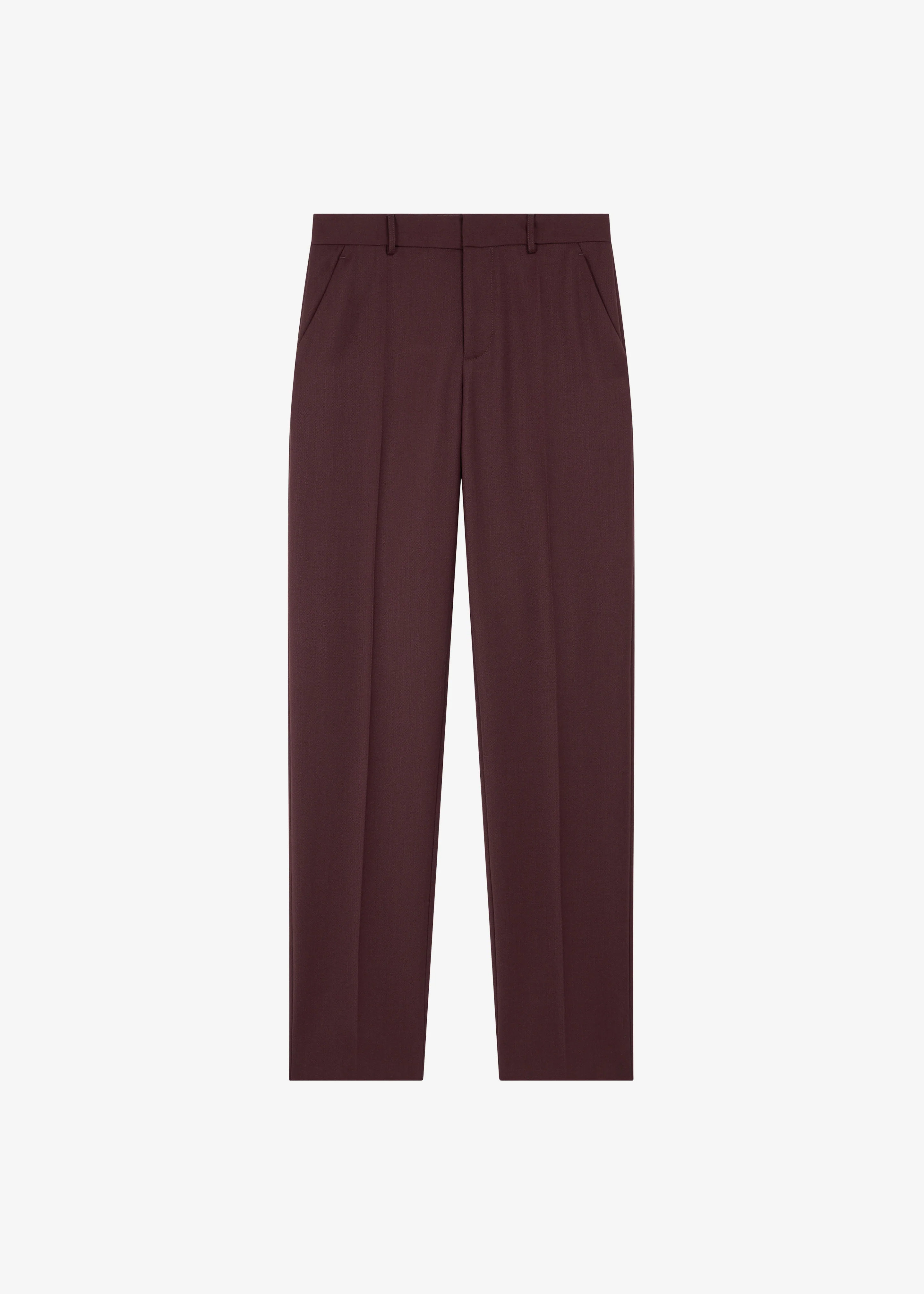 Lenora Wool Straight Trousers - Burgundy - Image 9
