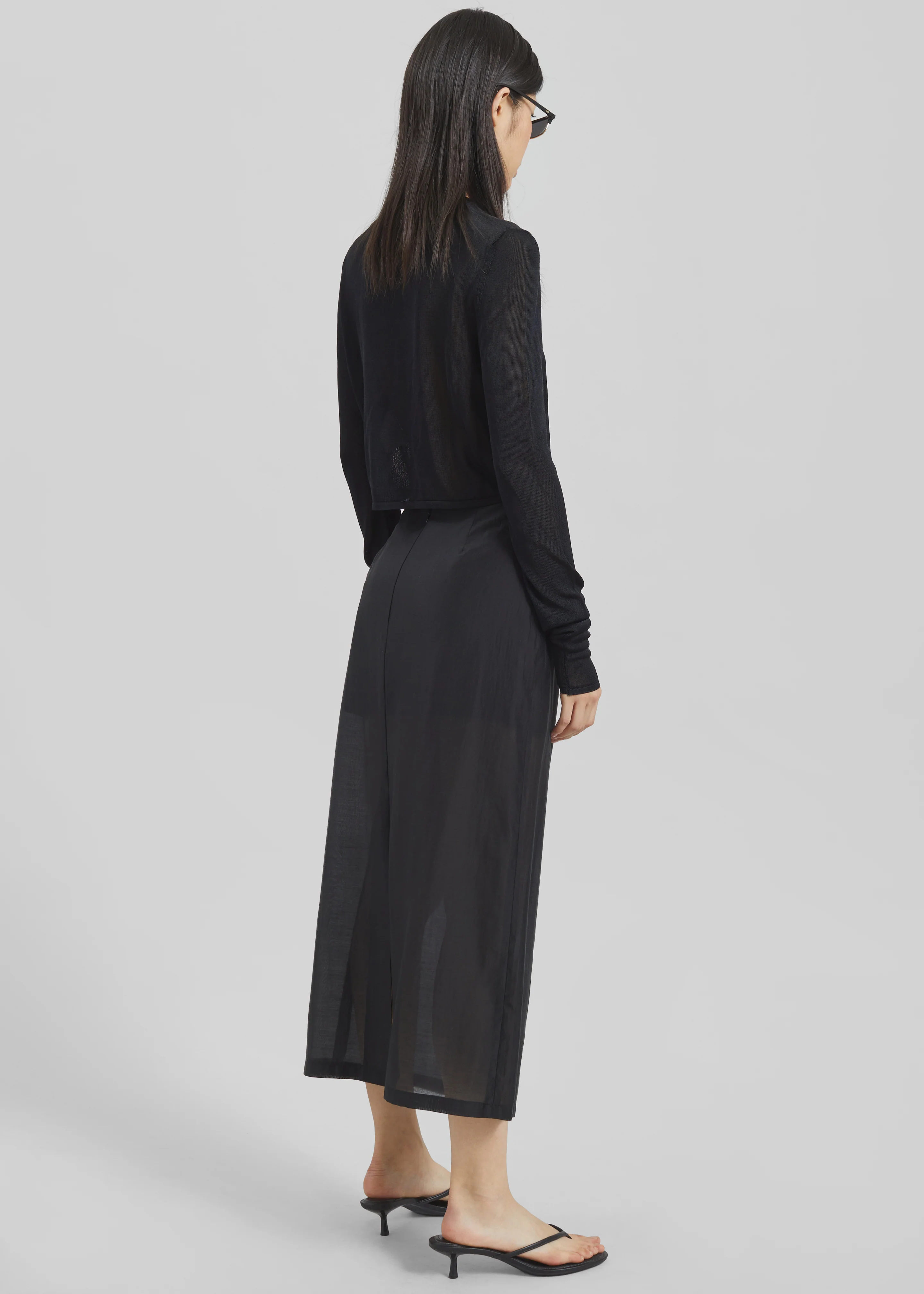 Lenore Semi Sheer Midi Skirt - Black - Image 8