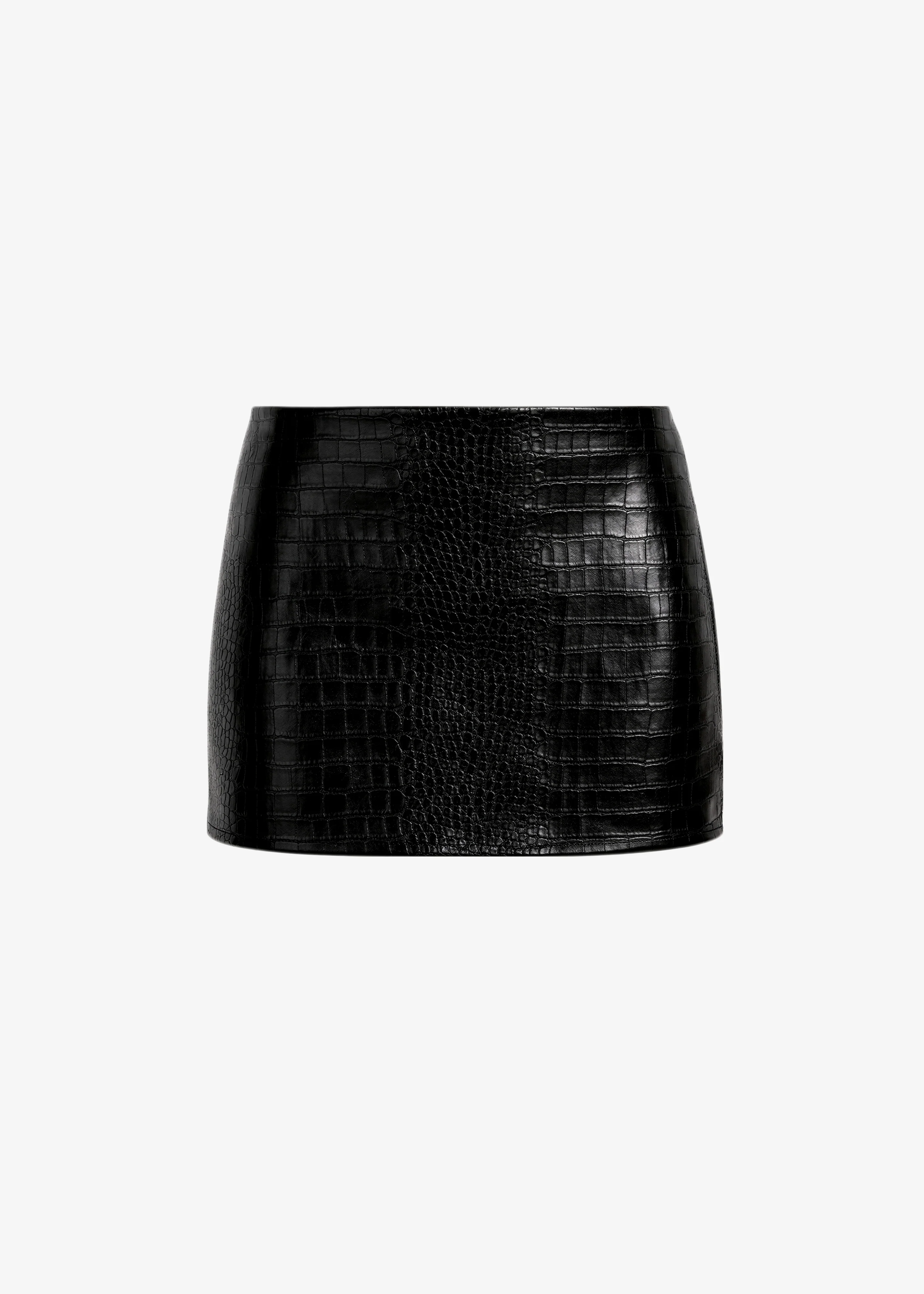 Leona Croc Faux Leather Mini Skirt - Black - Image 6