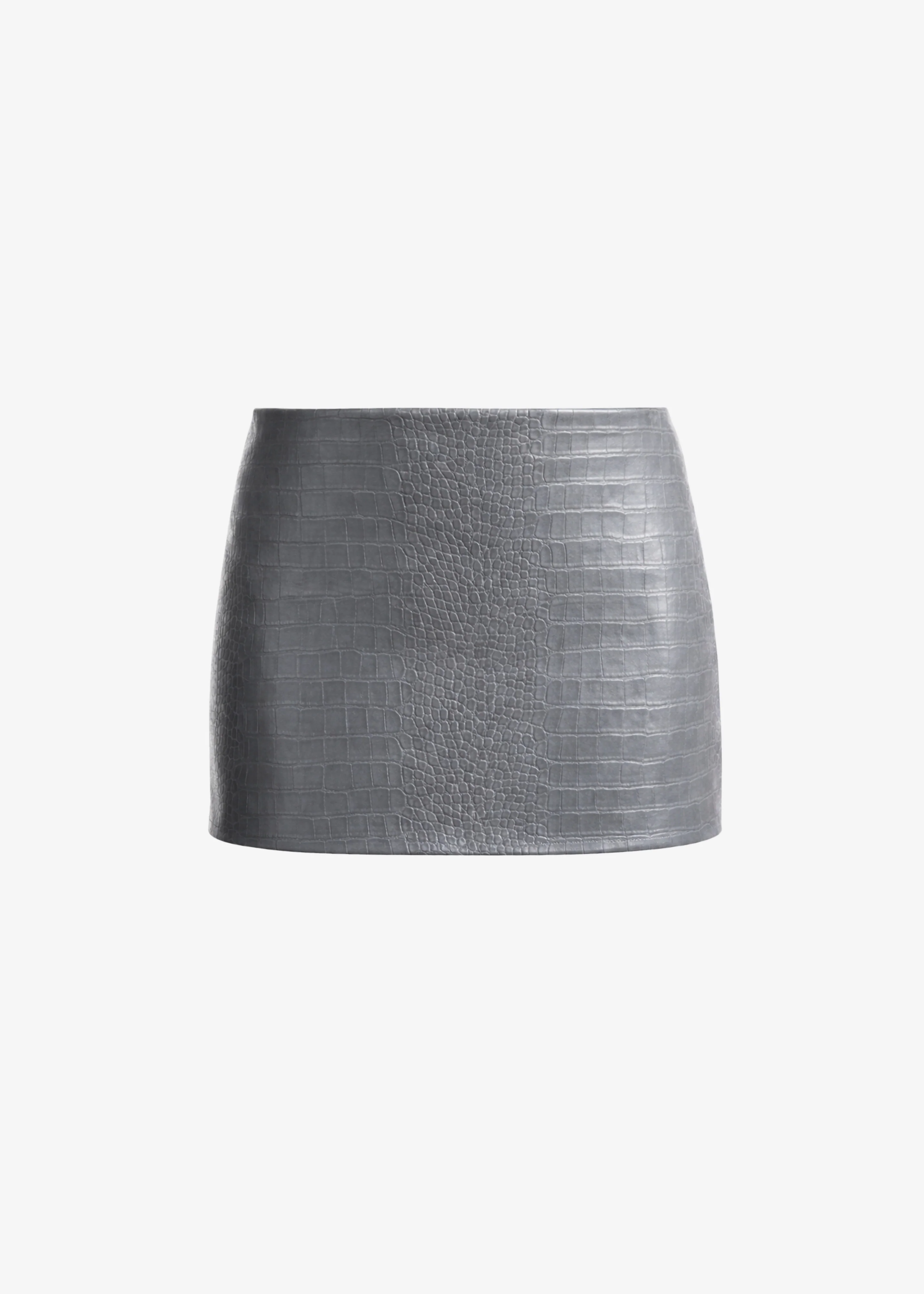 Leona Croc Faux Leather Mini Skirt - Grey - Image 8