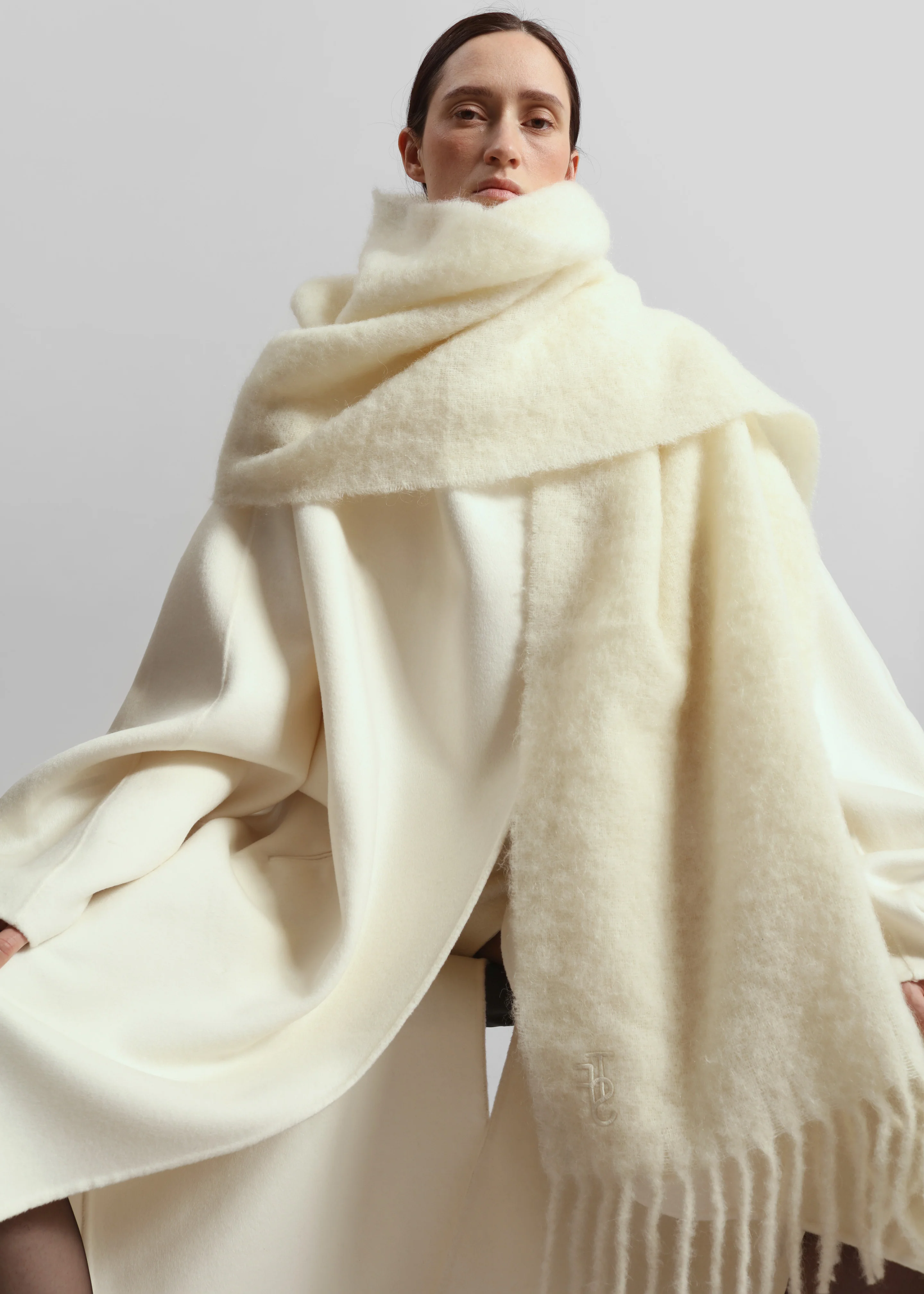 Leroy Funnel Neck Wool Coat - White - Image 5