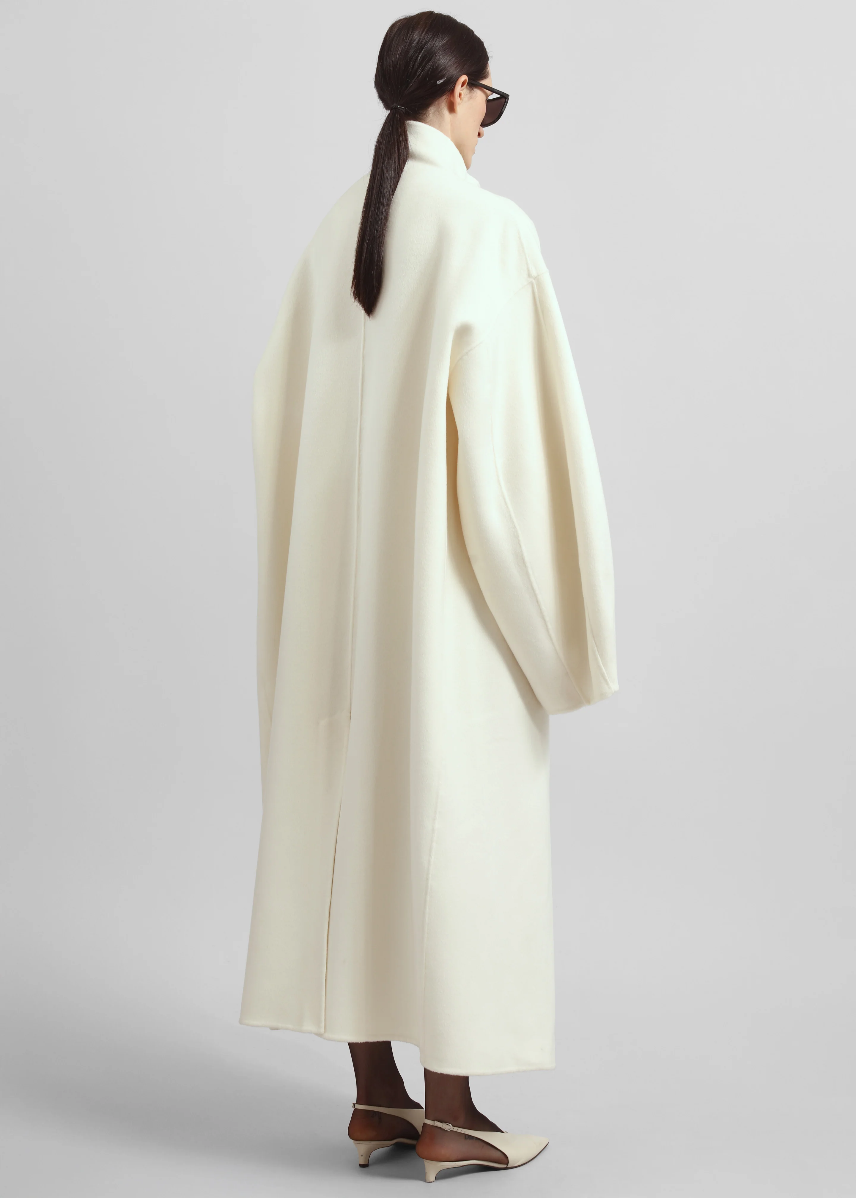 Leroy Funnel Neck Wool Coat - White - Image 6