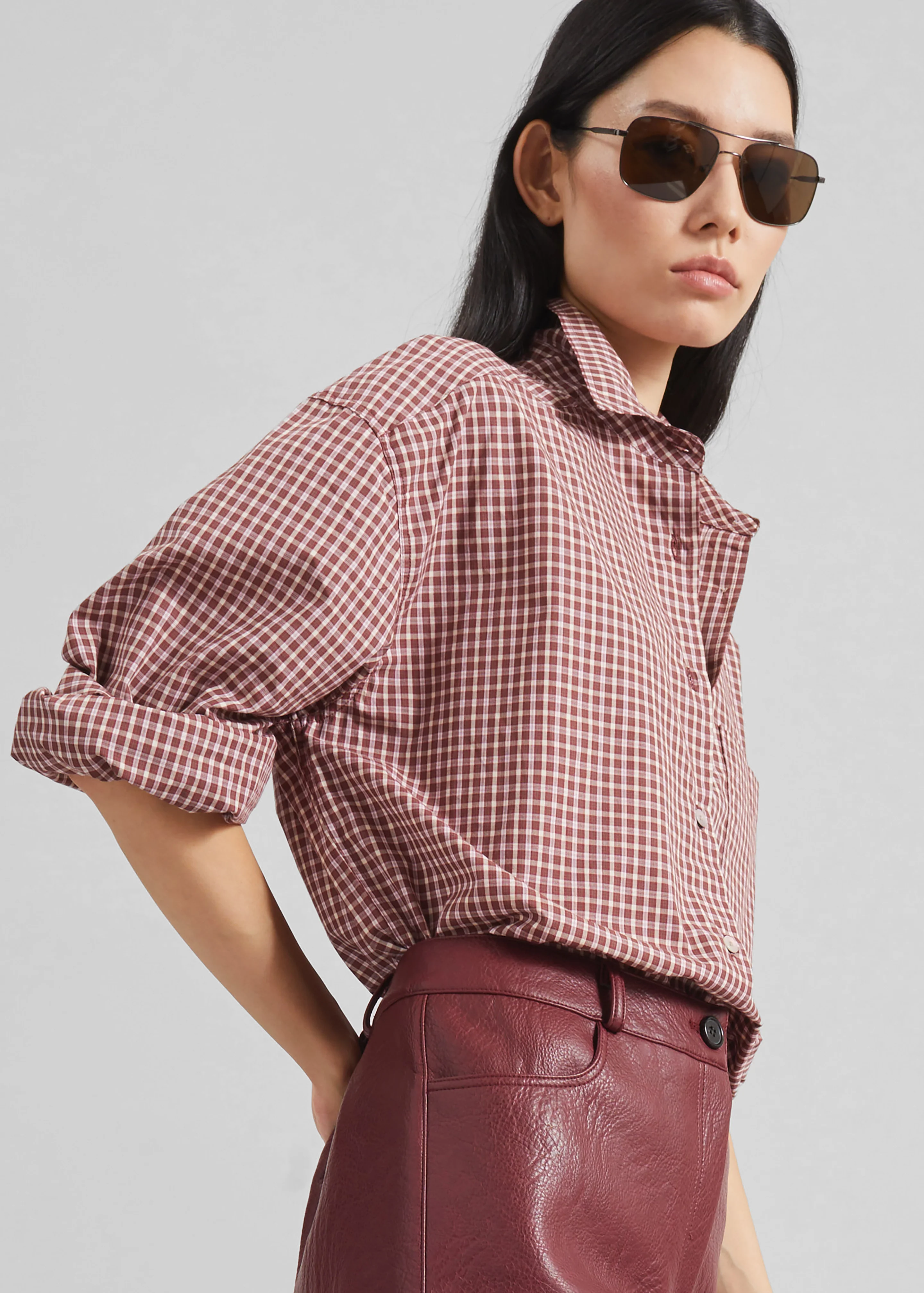 Lesja Cotton Shirt - Checked Red - Image 2