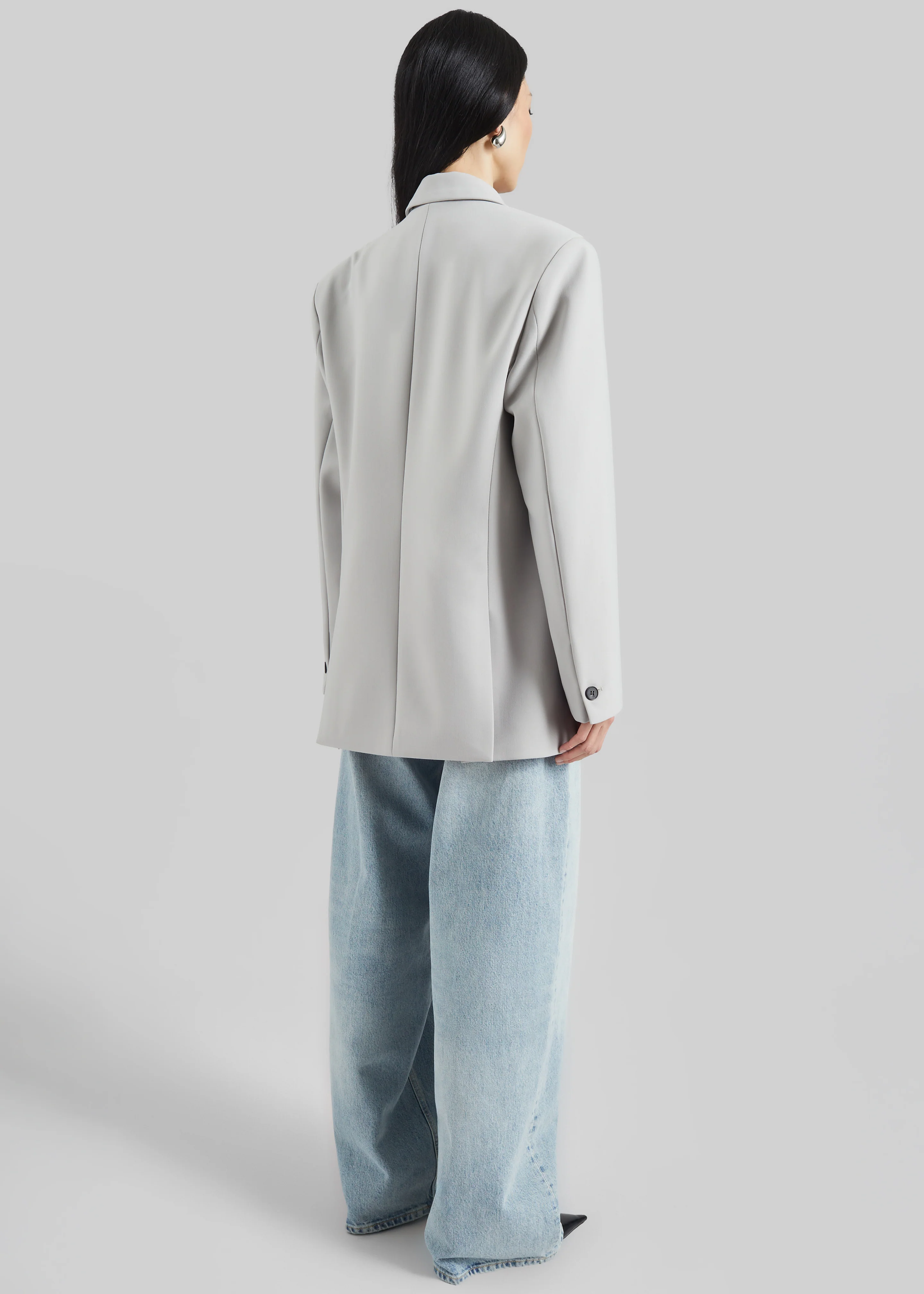 Leven Double-Breasted Blazer - Light Grey - Image 7