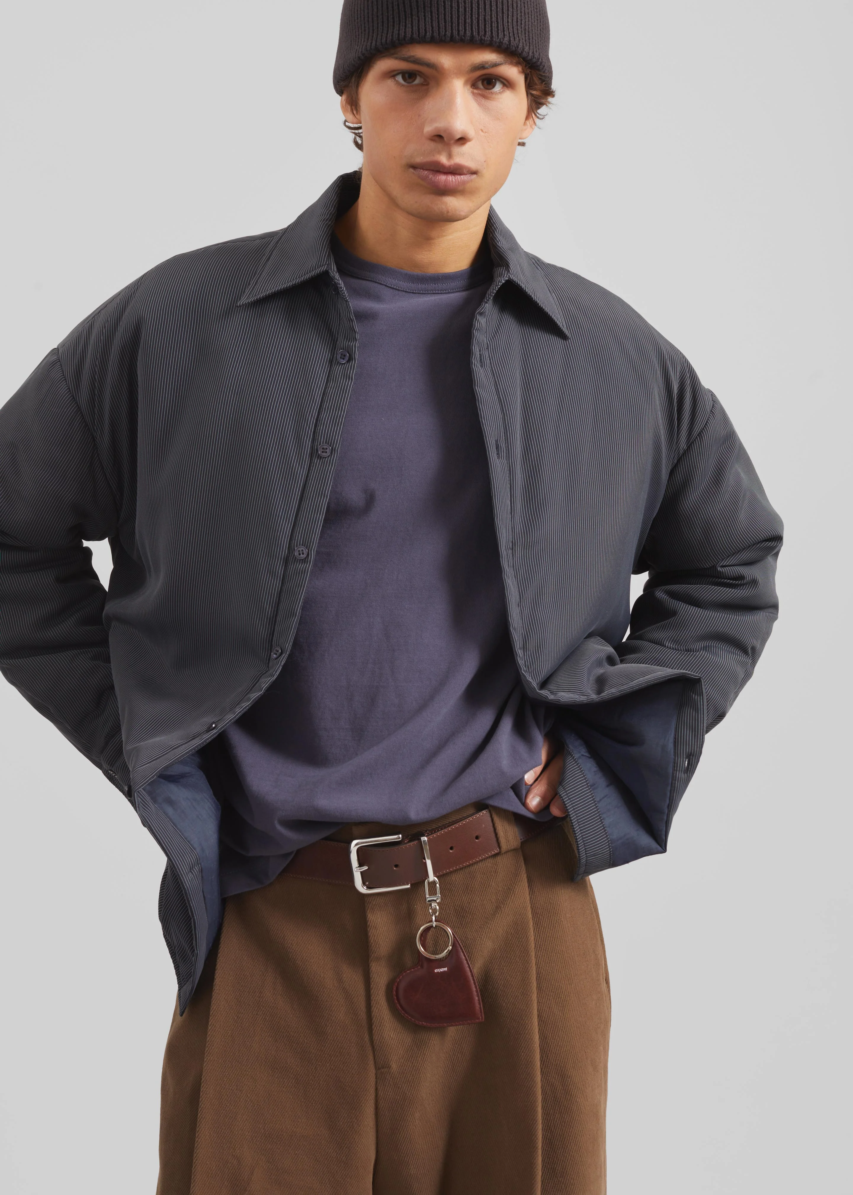 Levidi Padded Overshirt - Navy/White Pinstripe - Image 4