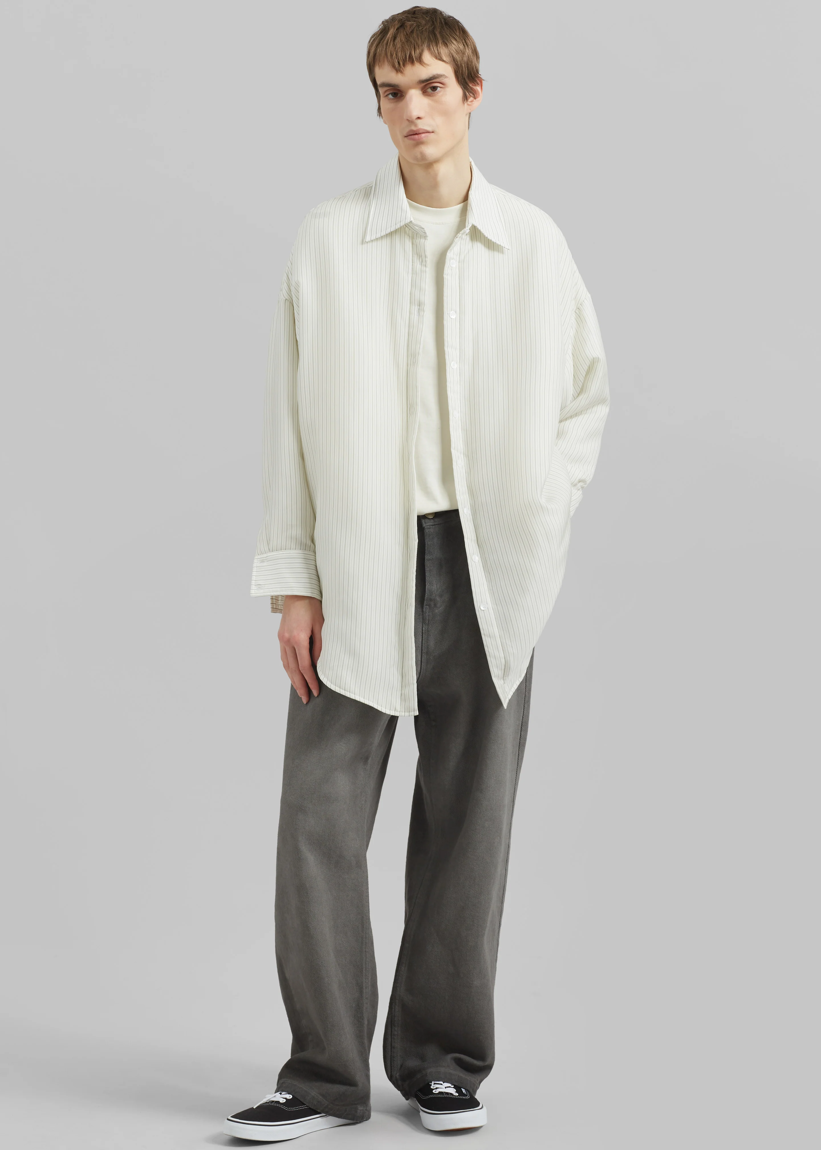 Levidi Padded Overshirt - White/Black Stripe - Image 3