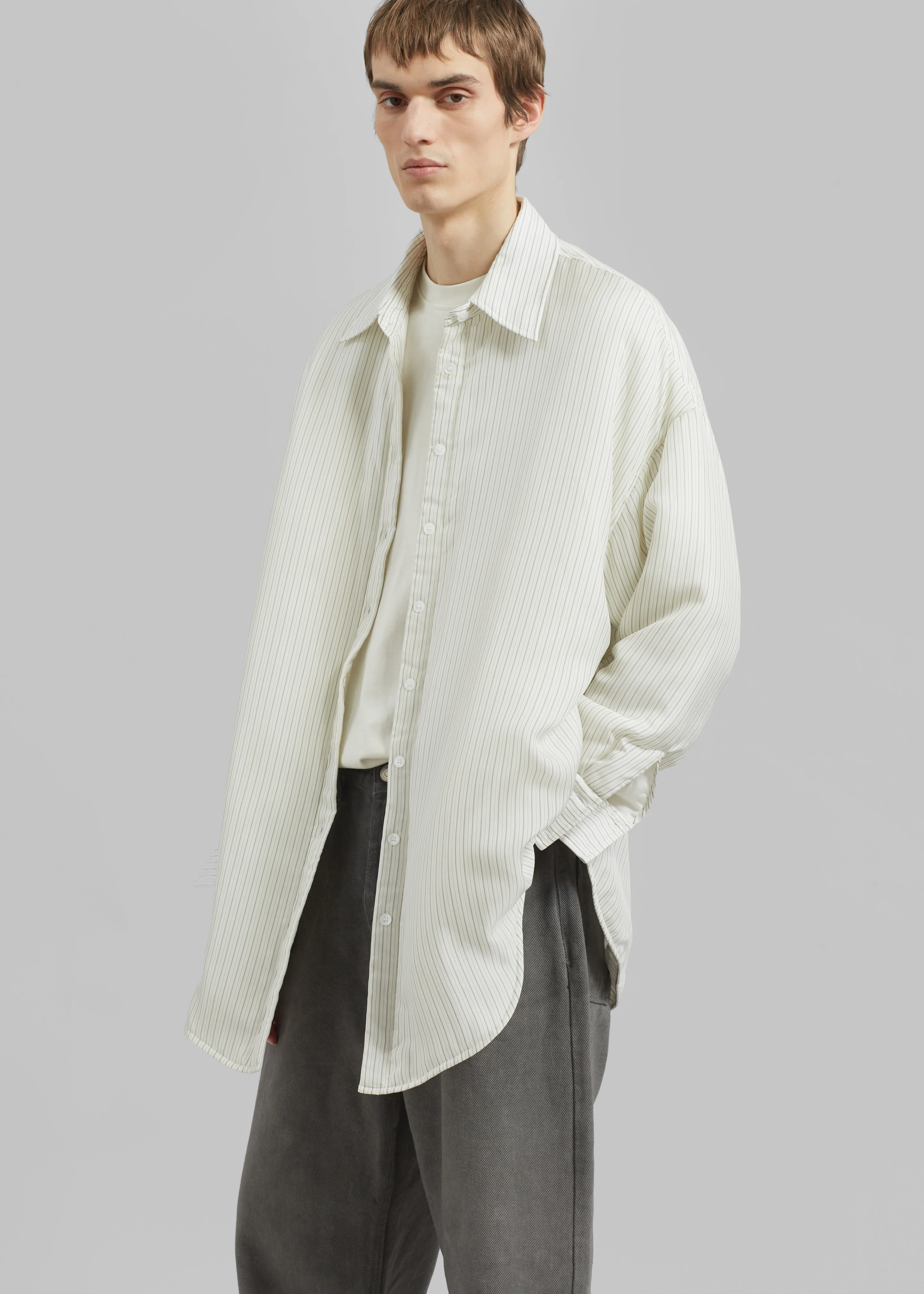 Levidi Padded Overshirt - White/Black Stripe - Image 4