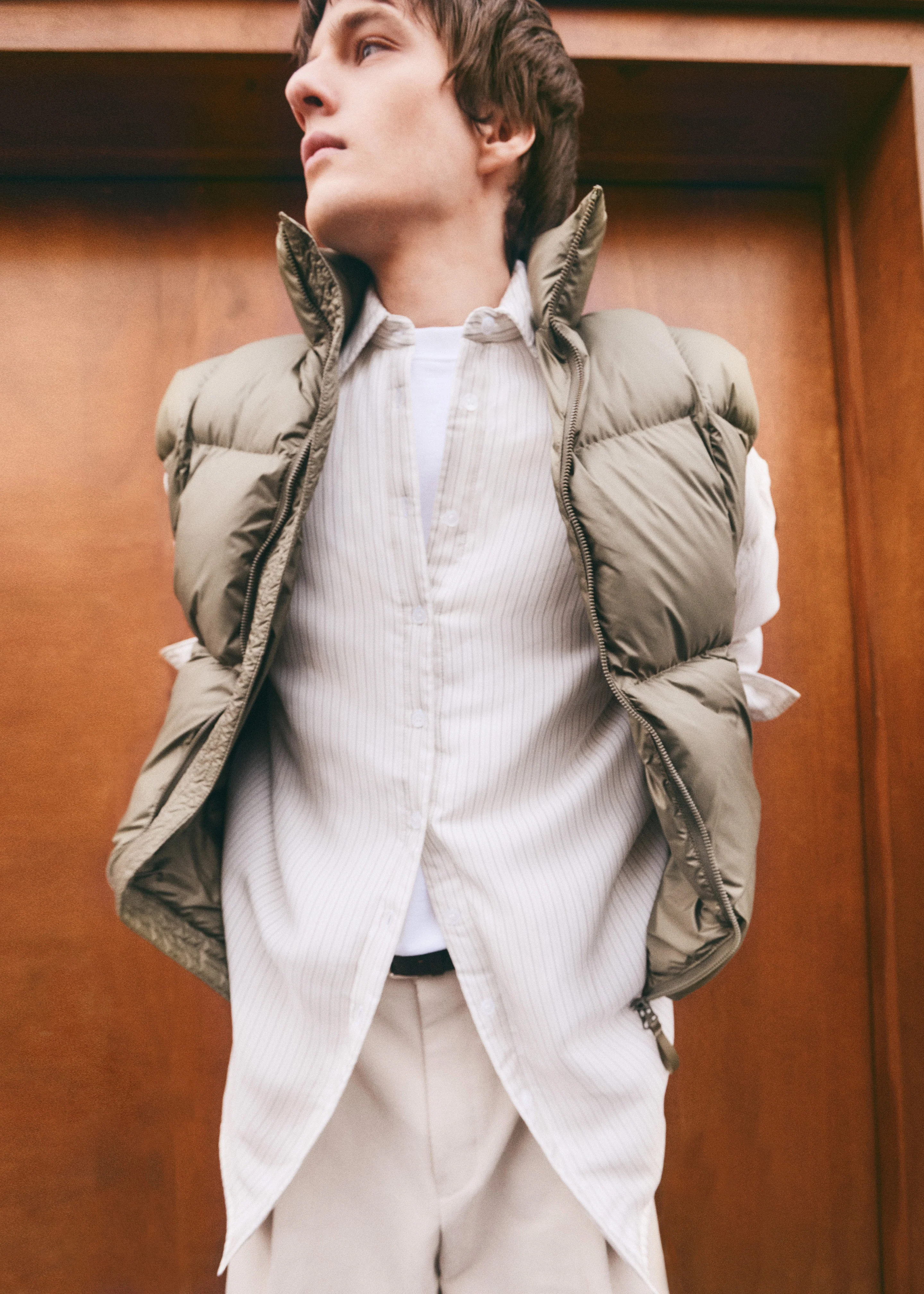 Levidi Padded Overshirt - White/Black Stripe - Image 5