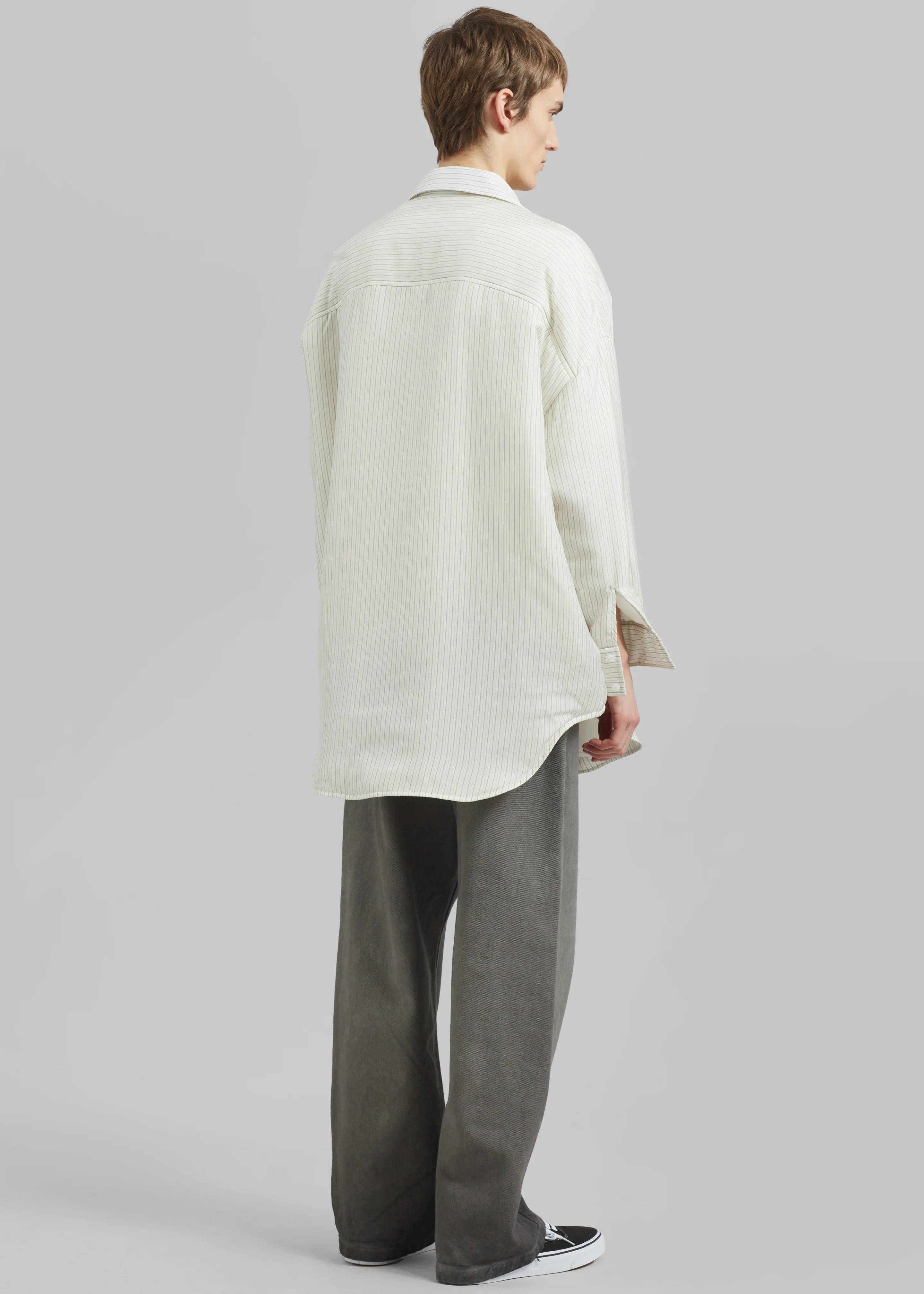 Levidi Padded Overshirt - White/Black Stripe - Image 7