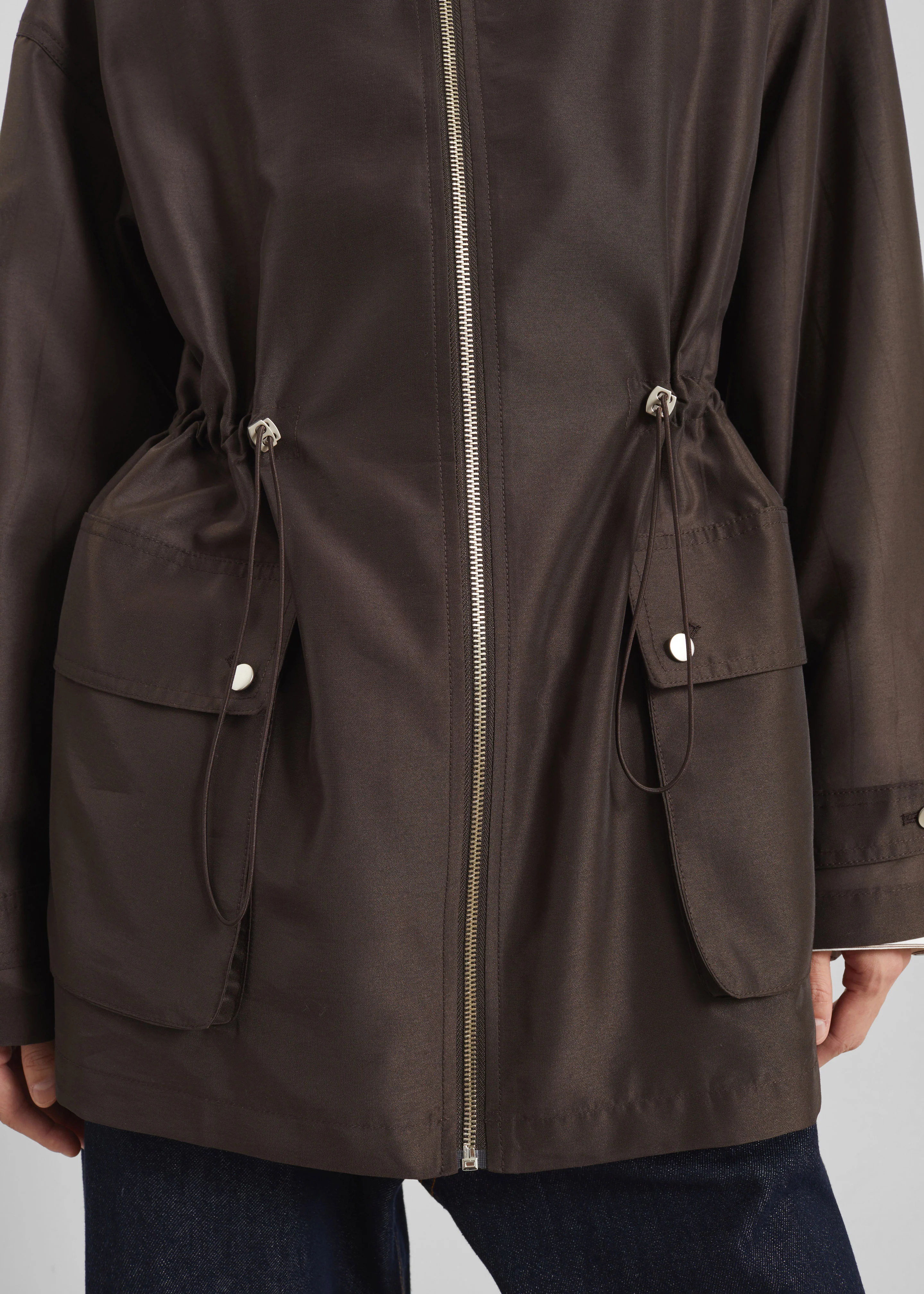 Linares Sheer Drawstring Jacket - Brown - Image 7