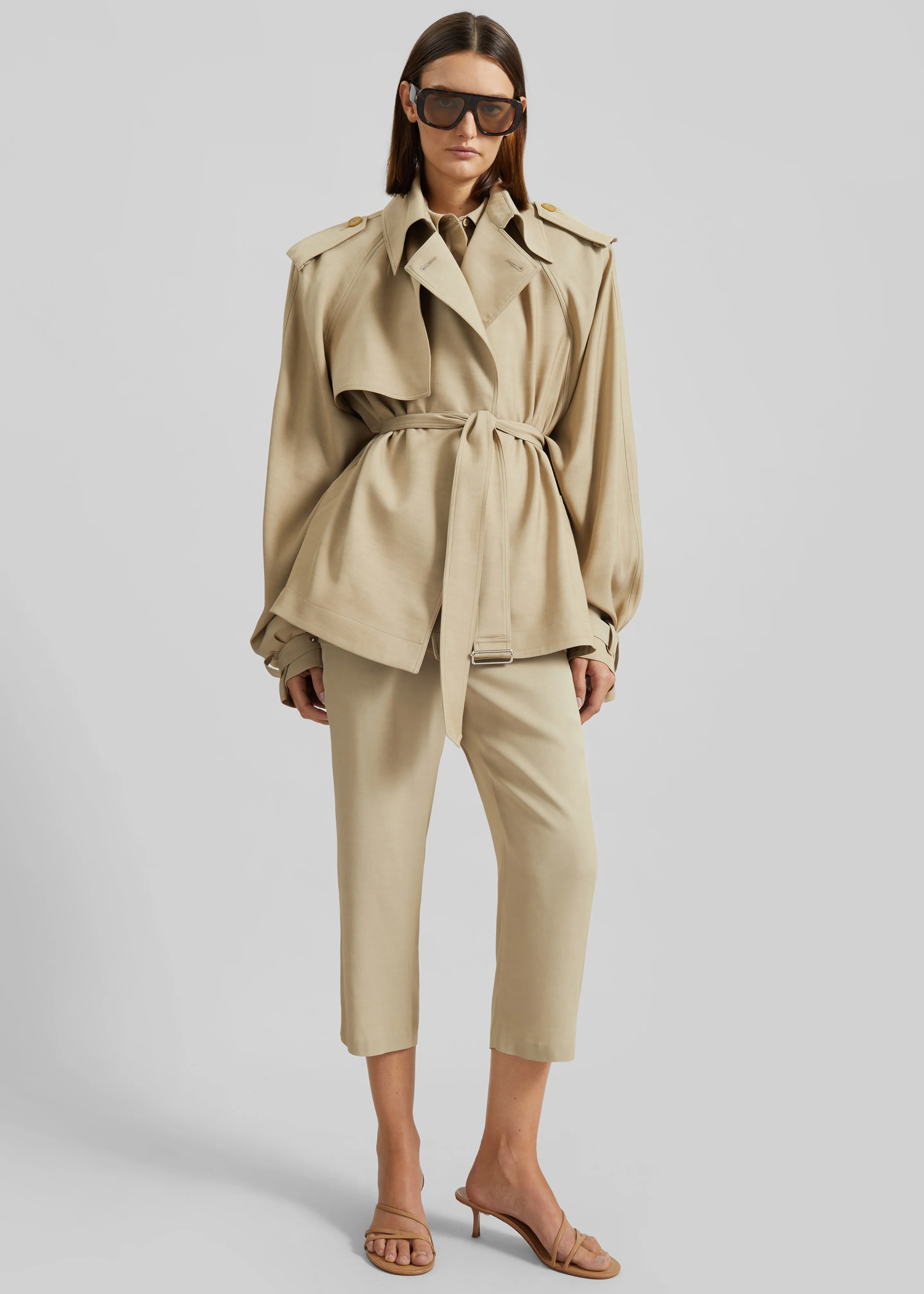 Lior Fluid Capri Pants - Beige - Image 4