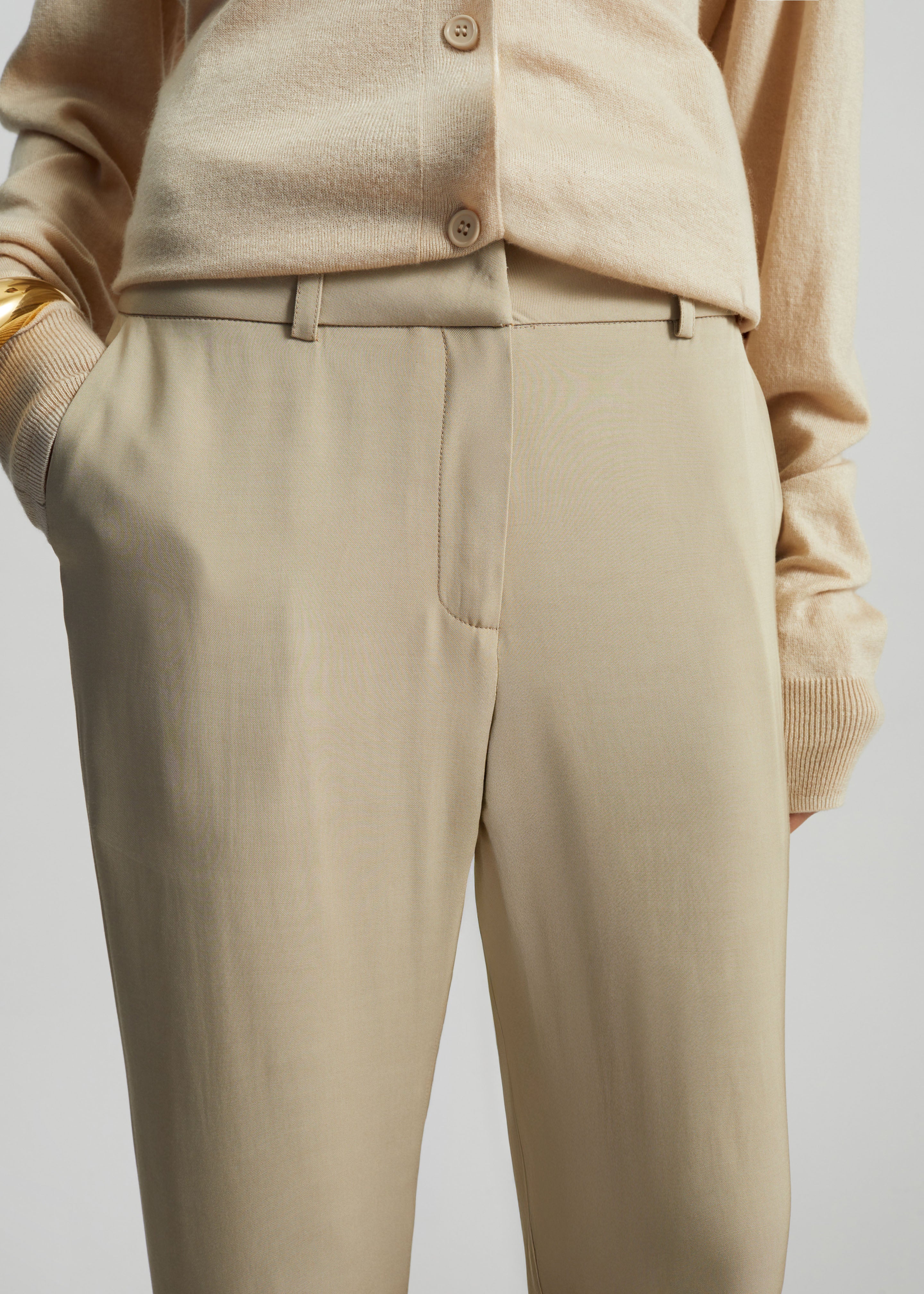 Lior Fluid Capri Pants - Beige - Image 5