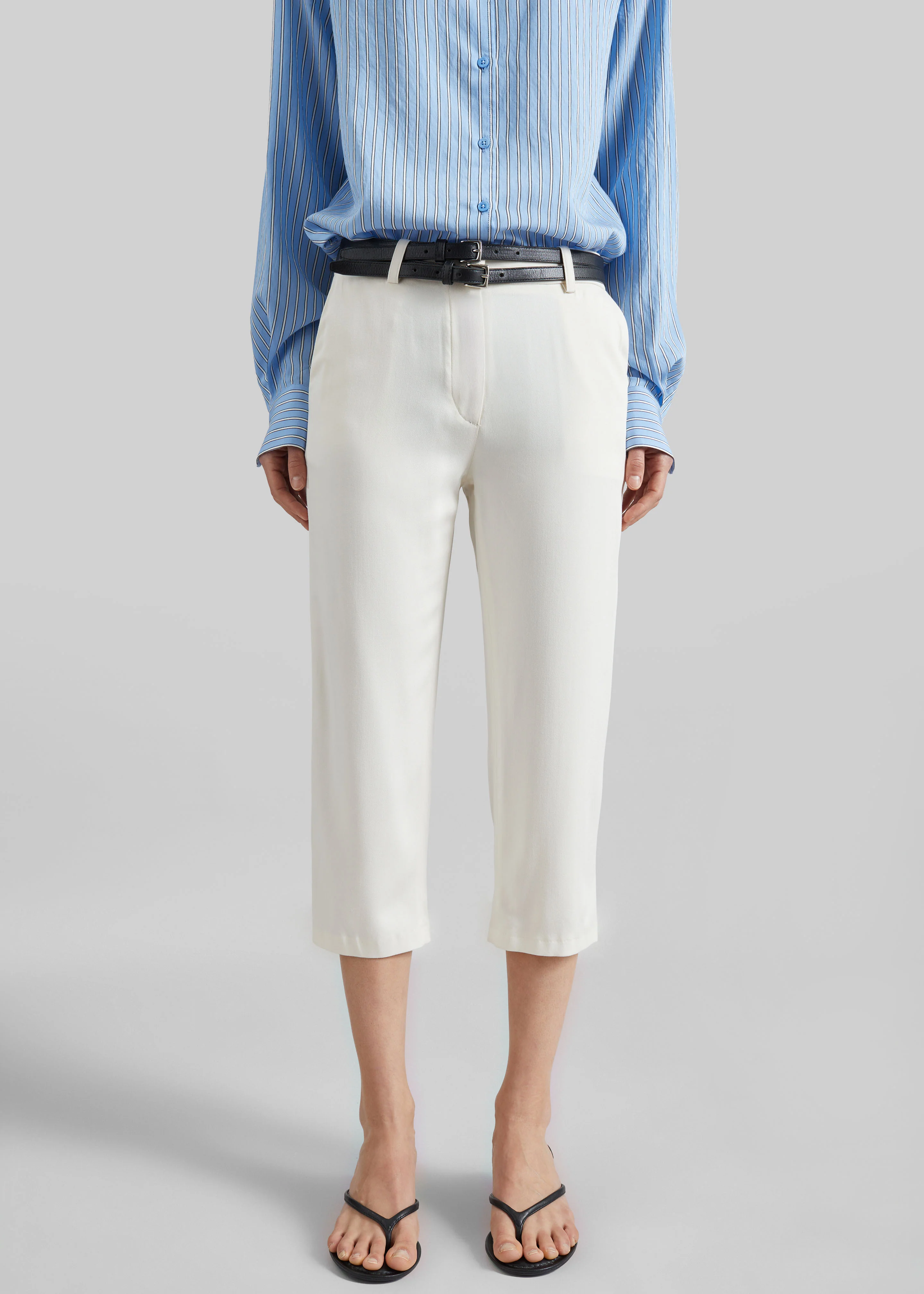 Lior Fluid Capri Pants - Ivory - Image 5