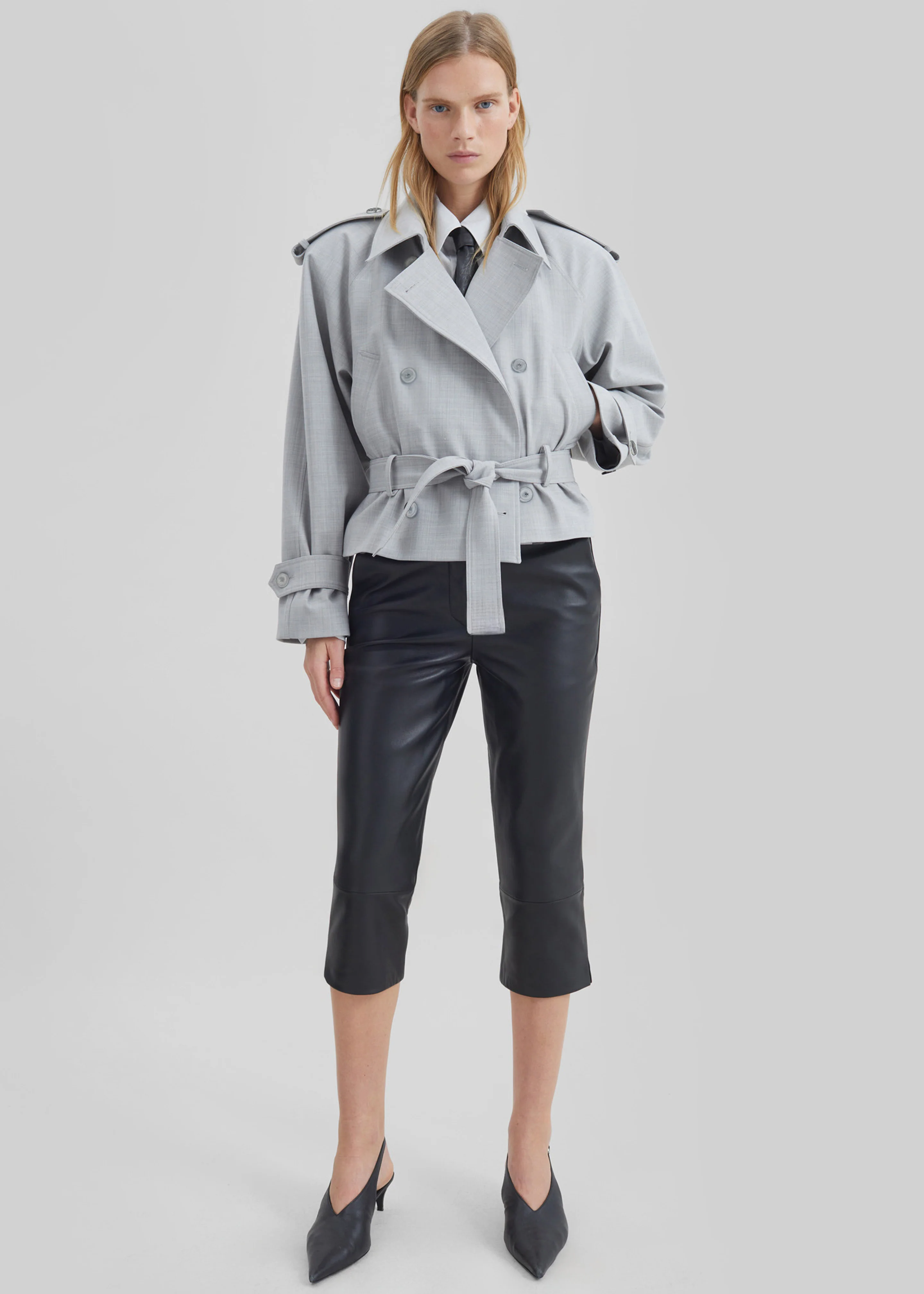 Lior Leather Capri Pants - Black - Image 8