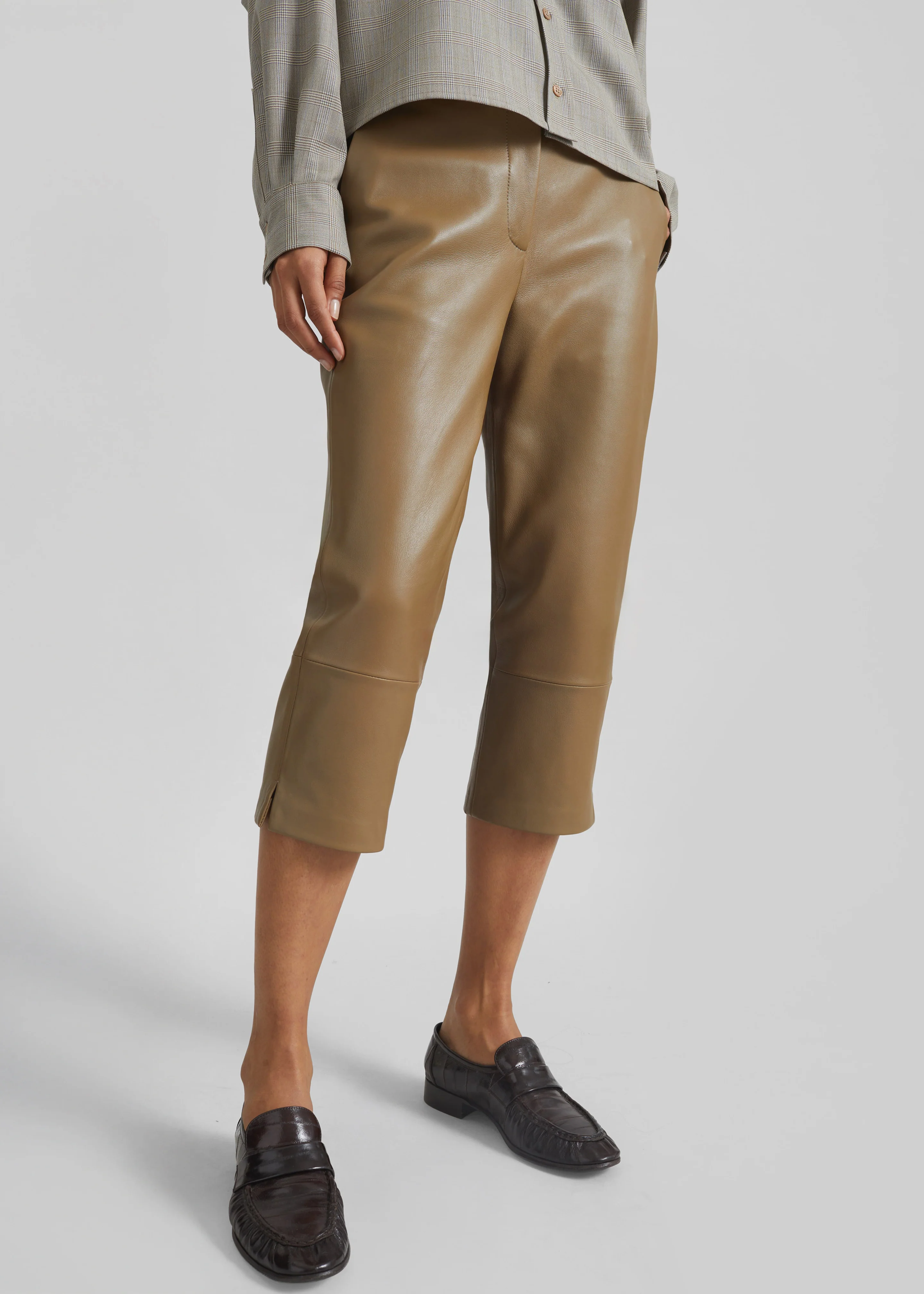 Lior Leather Capri Pants - Camel - Image 4
