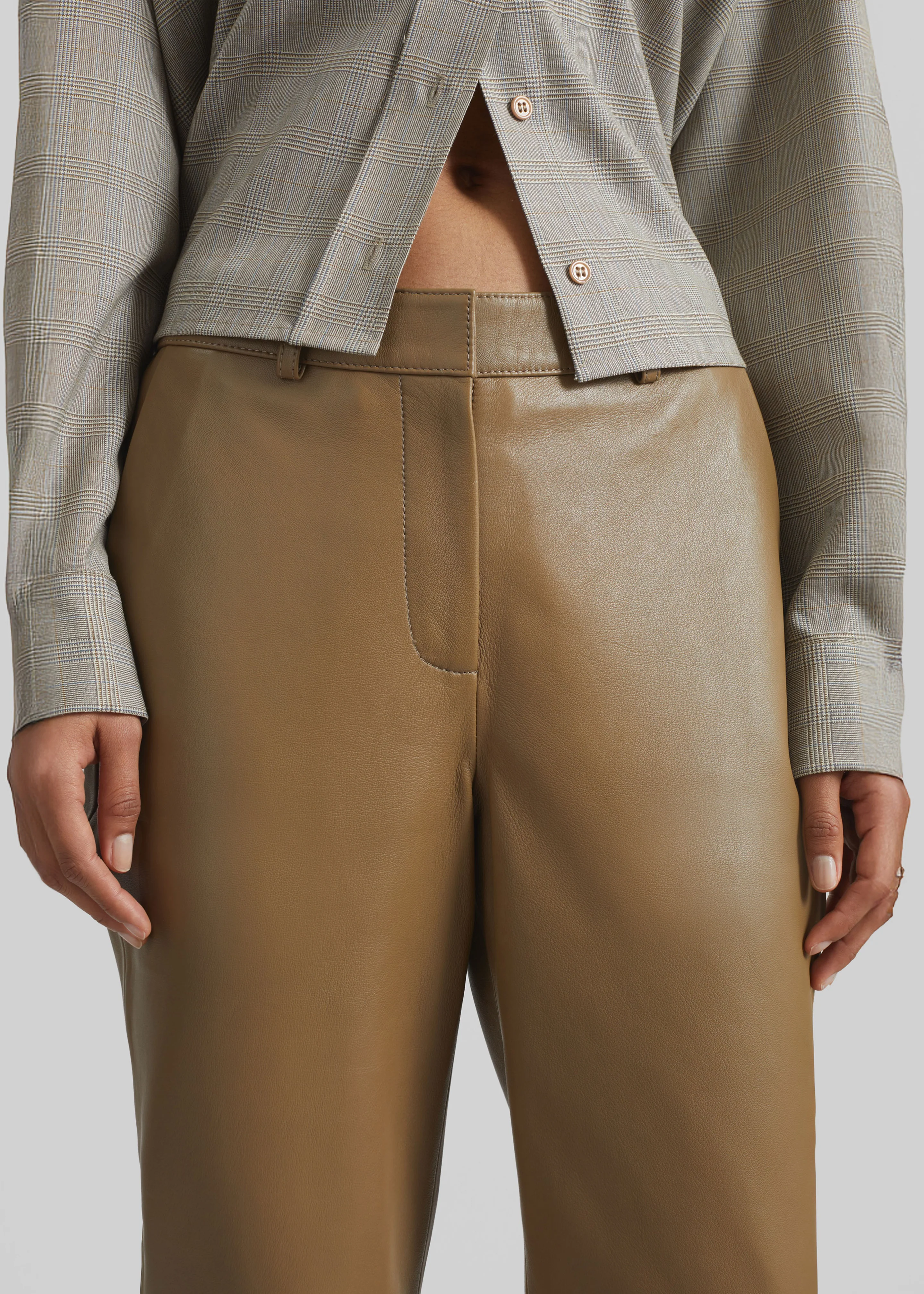 Lior Leather Capri Pants - Camel - Image 7