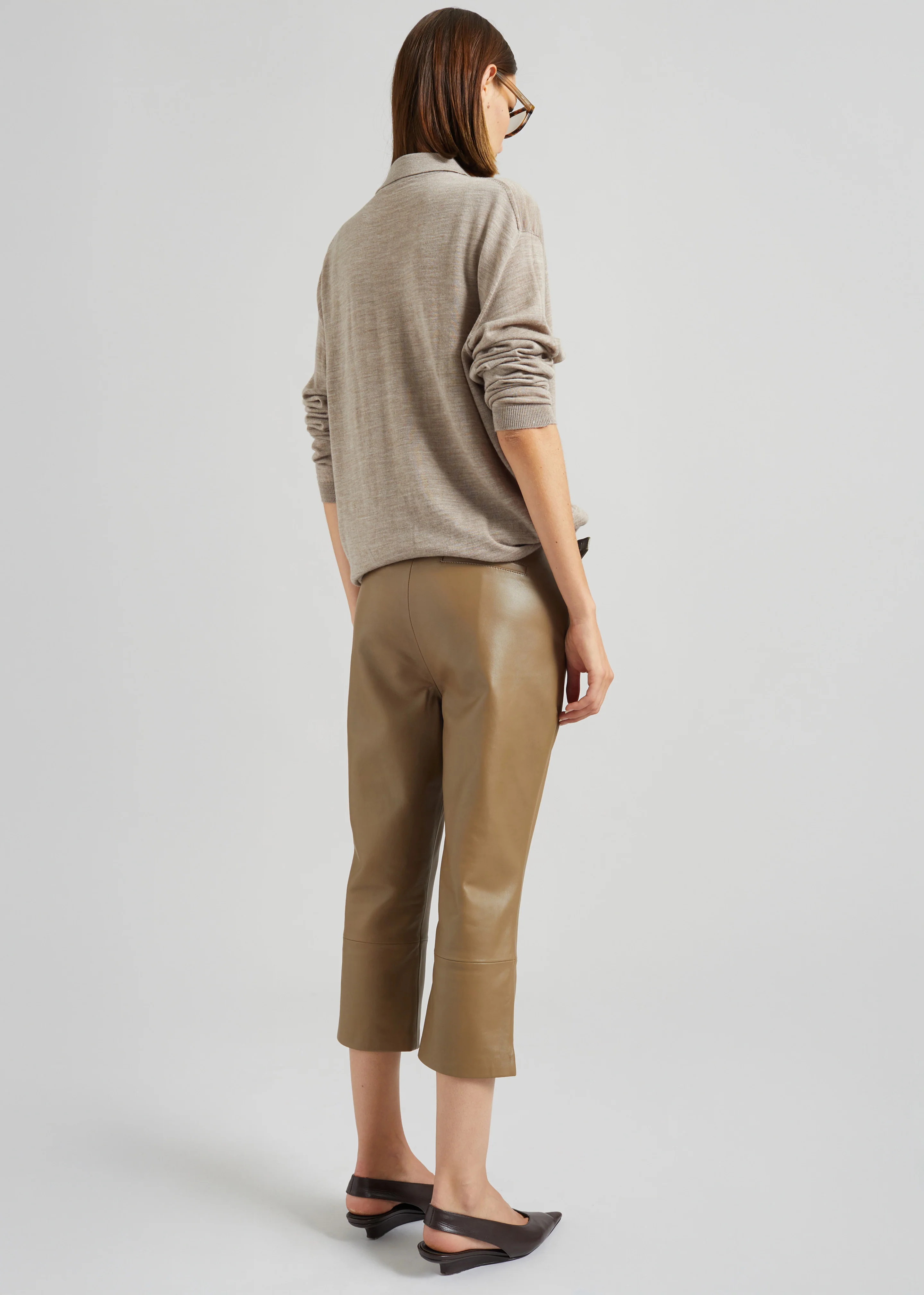 Lior Leather Capri Pants - Camel - Image 9