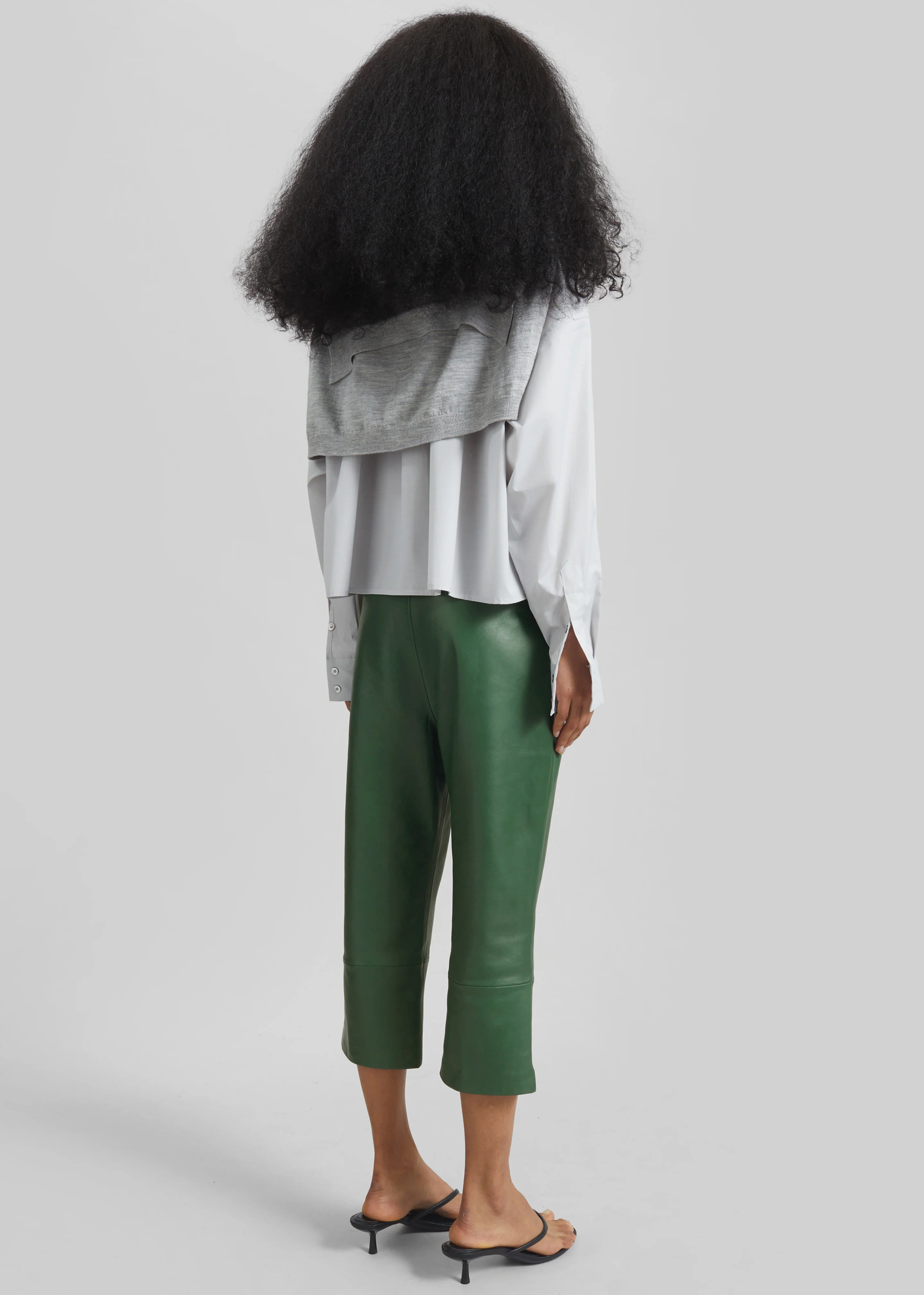 Lior Leather Capri Pants - Emerald - Image 5
