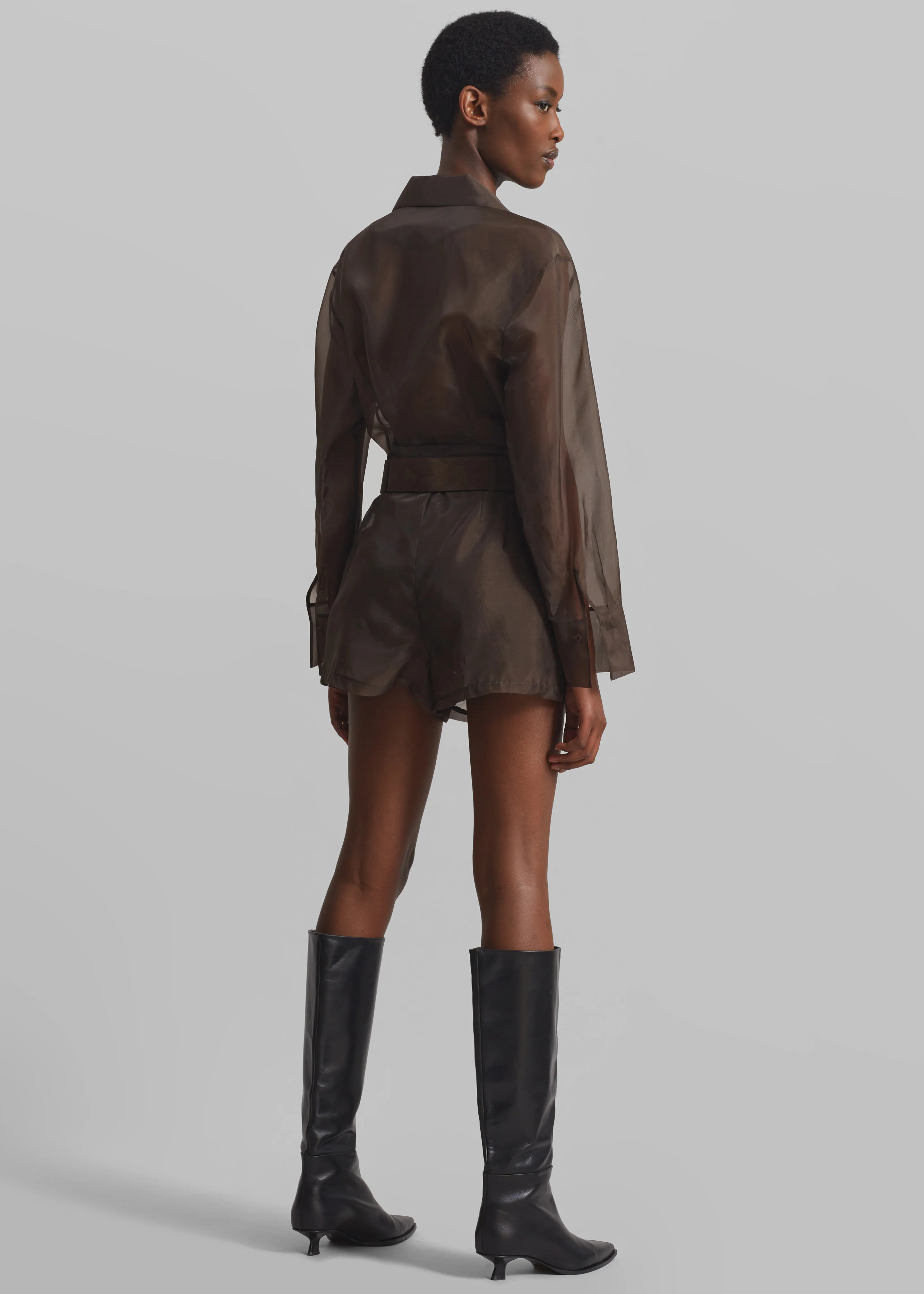 Lise Sheer Shorts - Brown - Image 7