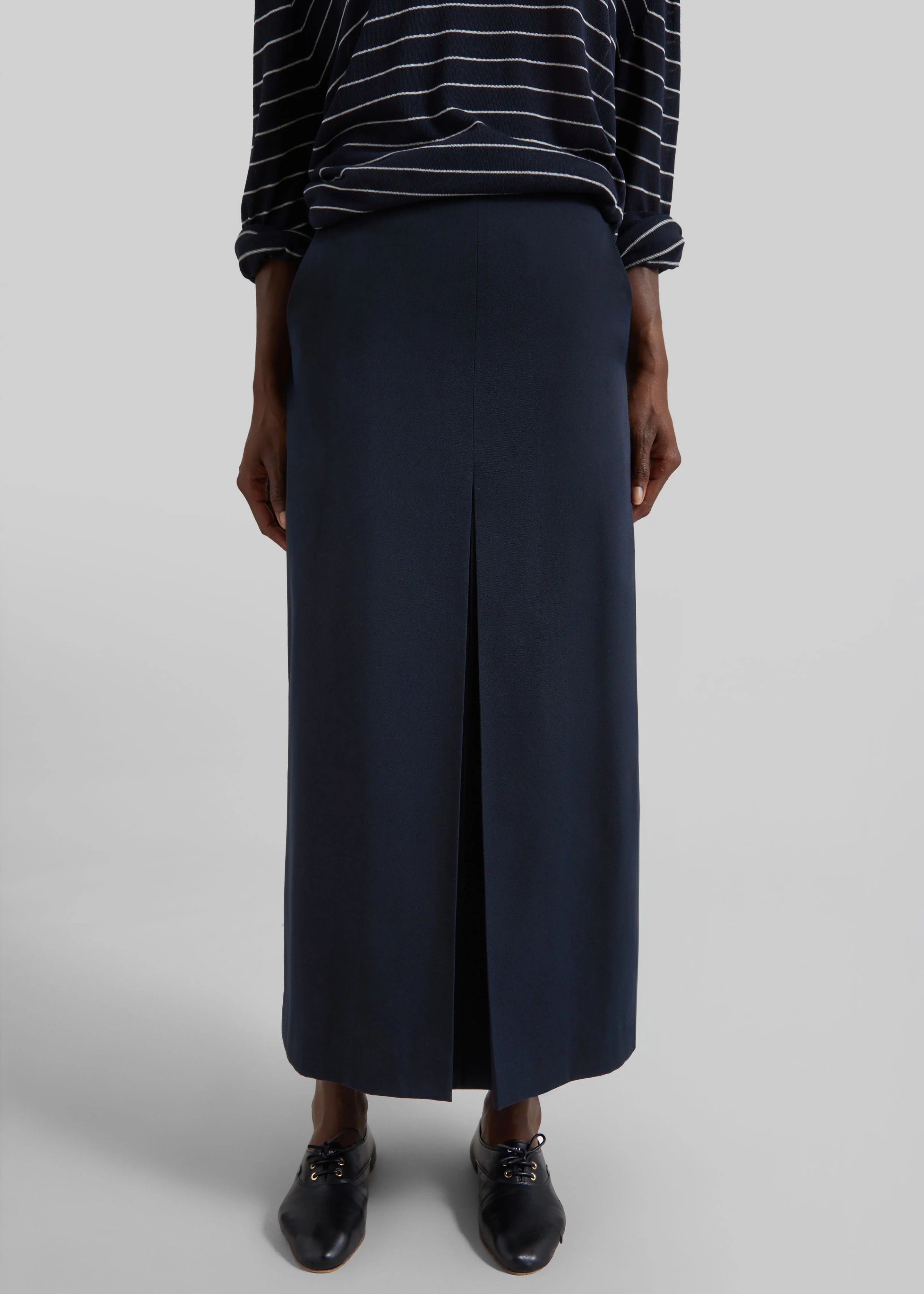 Lisle Front Slit Pencil Skirt - Navy - Image 2