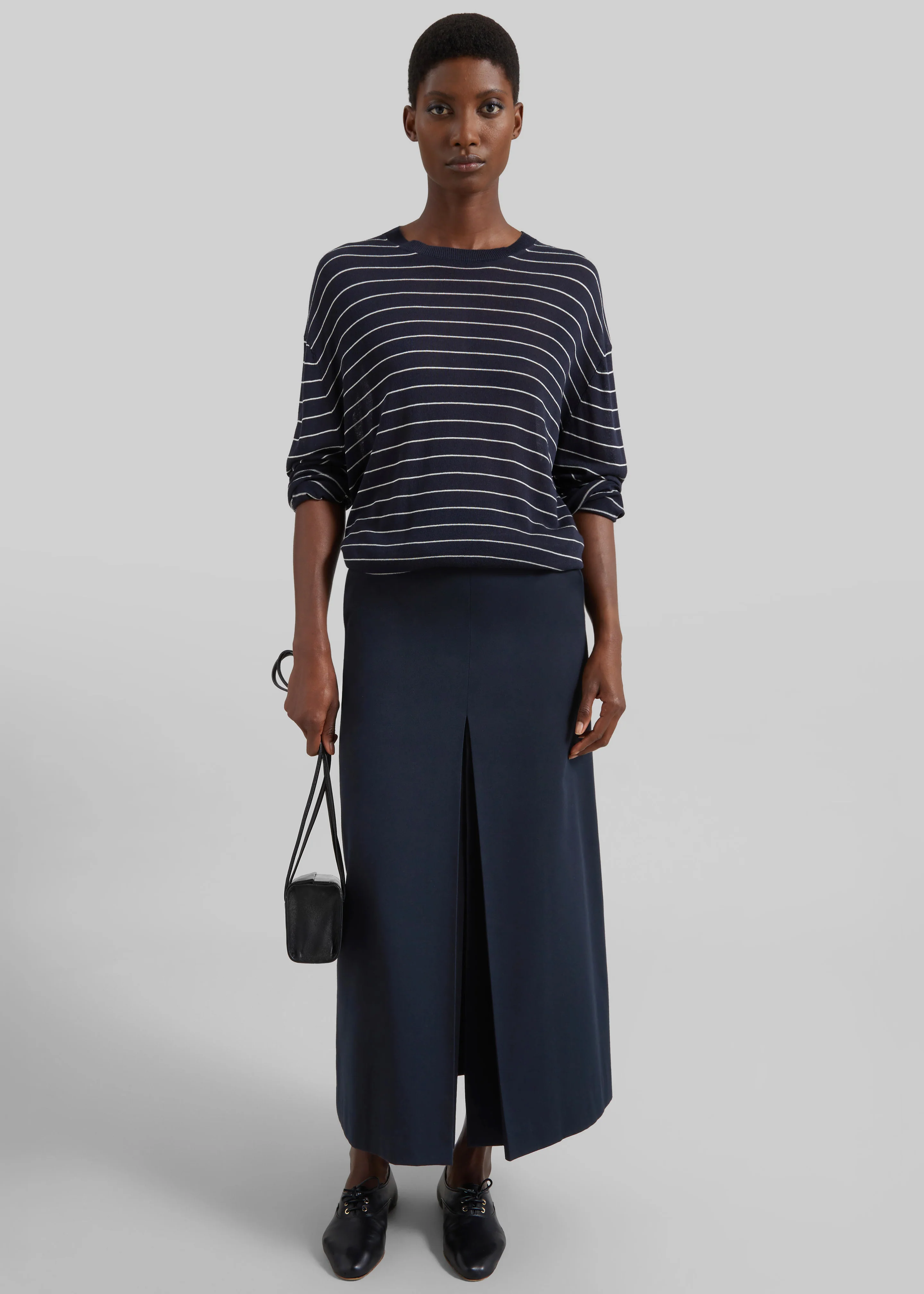 Lisle Front Slit Pencil Skirt - Navy - Image 5
