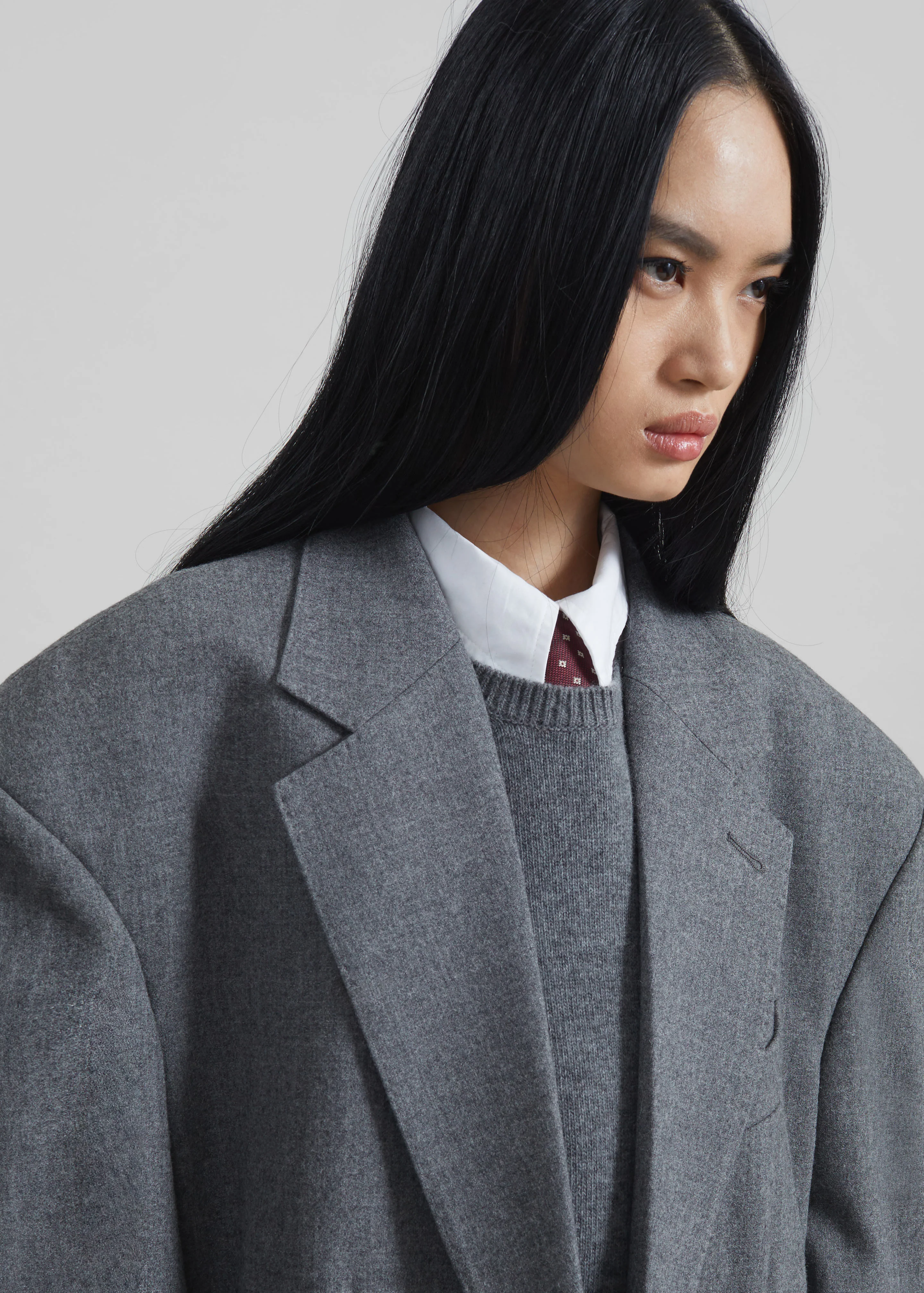 Lismore Wool Oversized Blazer - Grey - Image 4