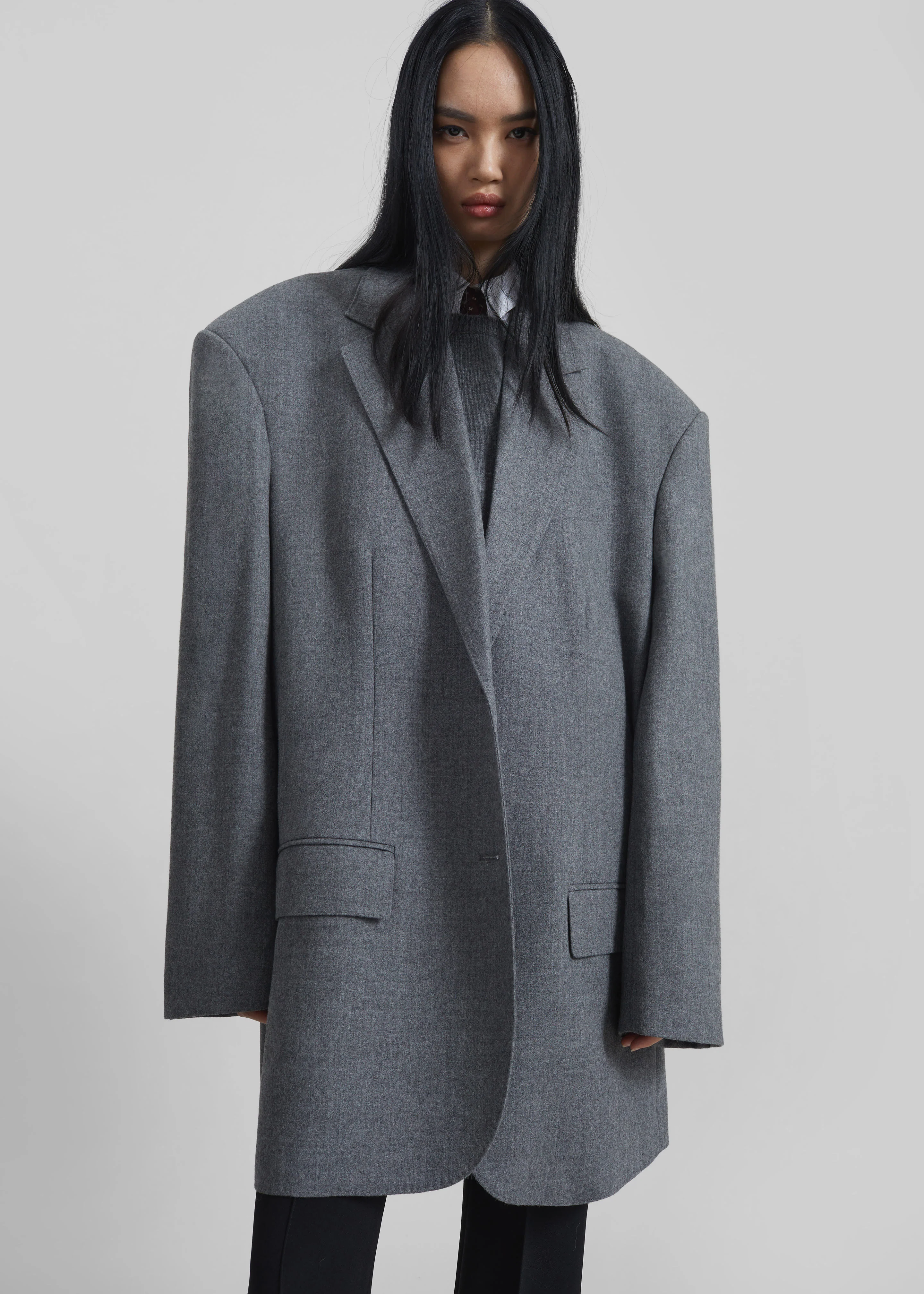 Lismore Wool Oversized Blazer - Grey - Image 6