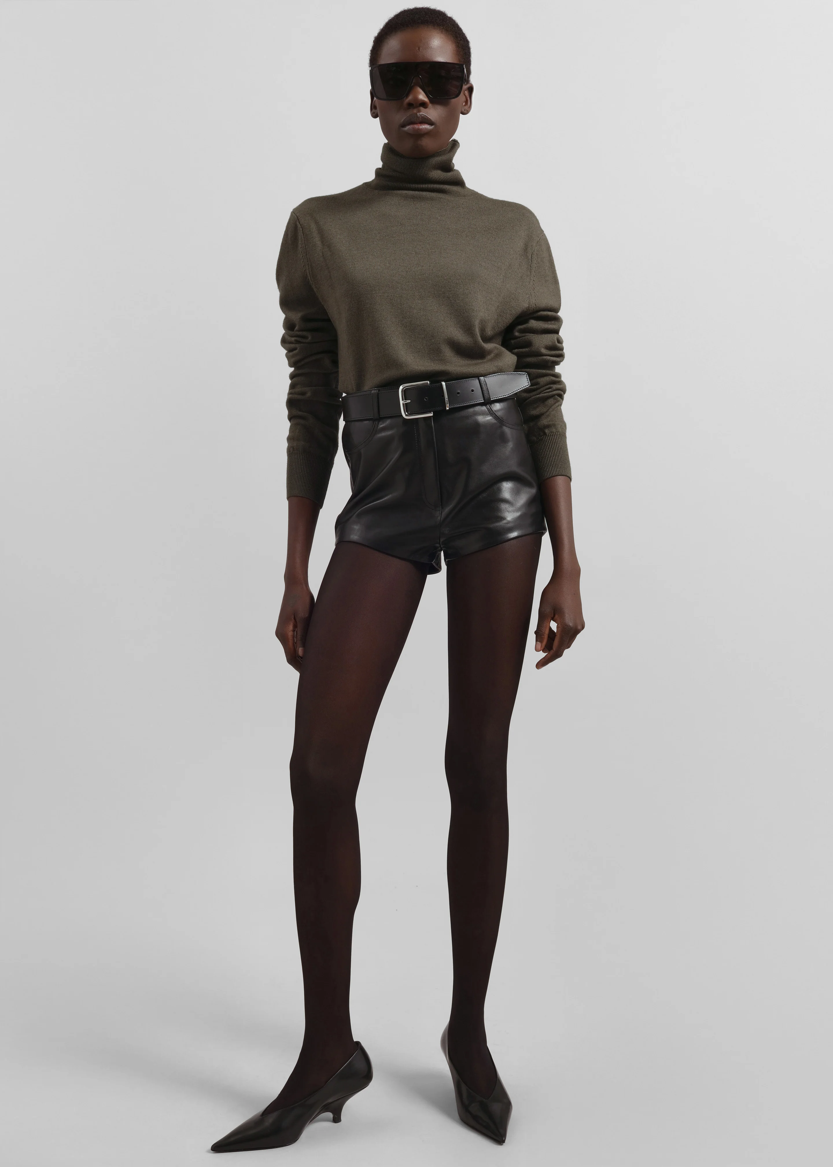 Loen Leather Hot Pants - Black - Image 3