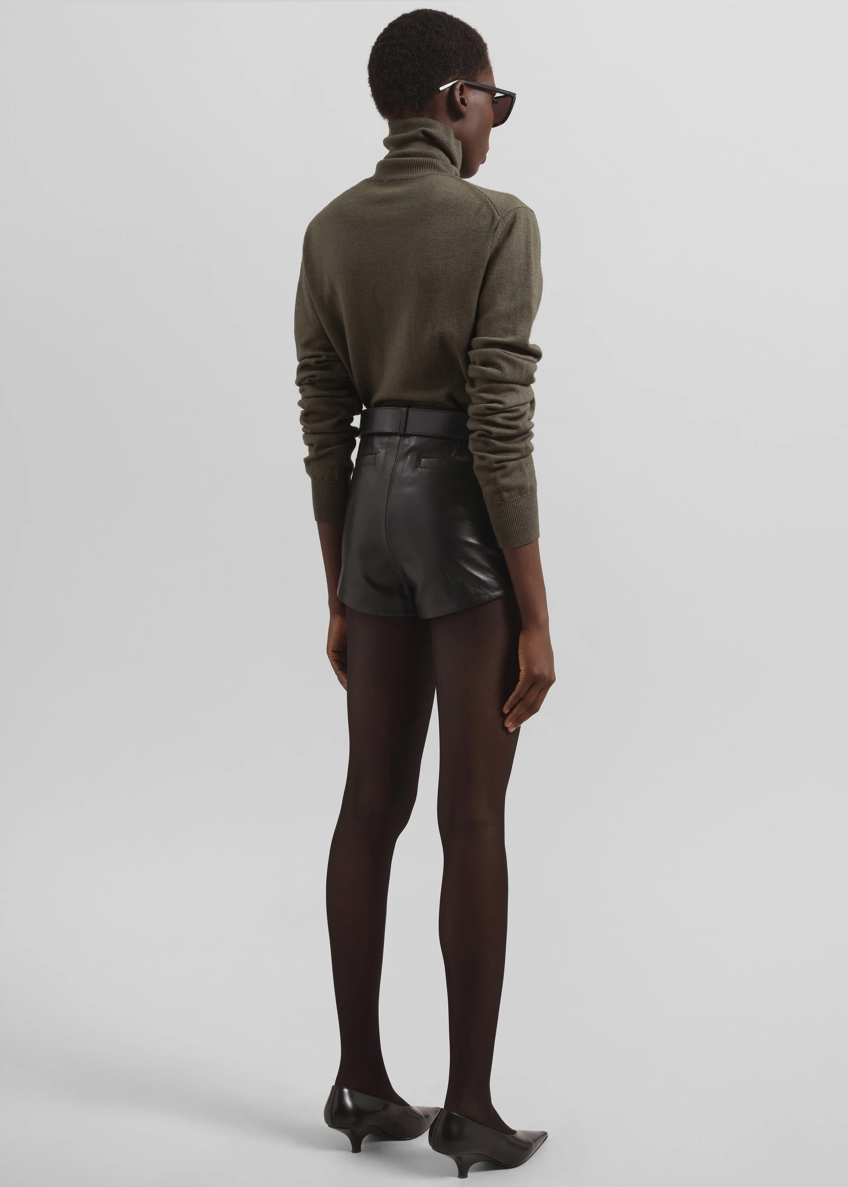Loen Leather Hot Pants - Black - Image 8
