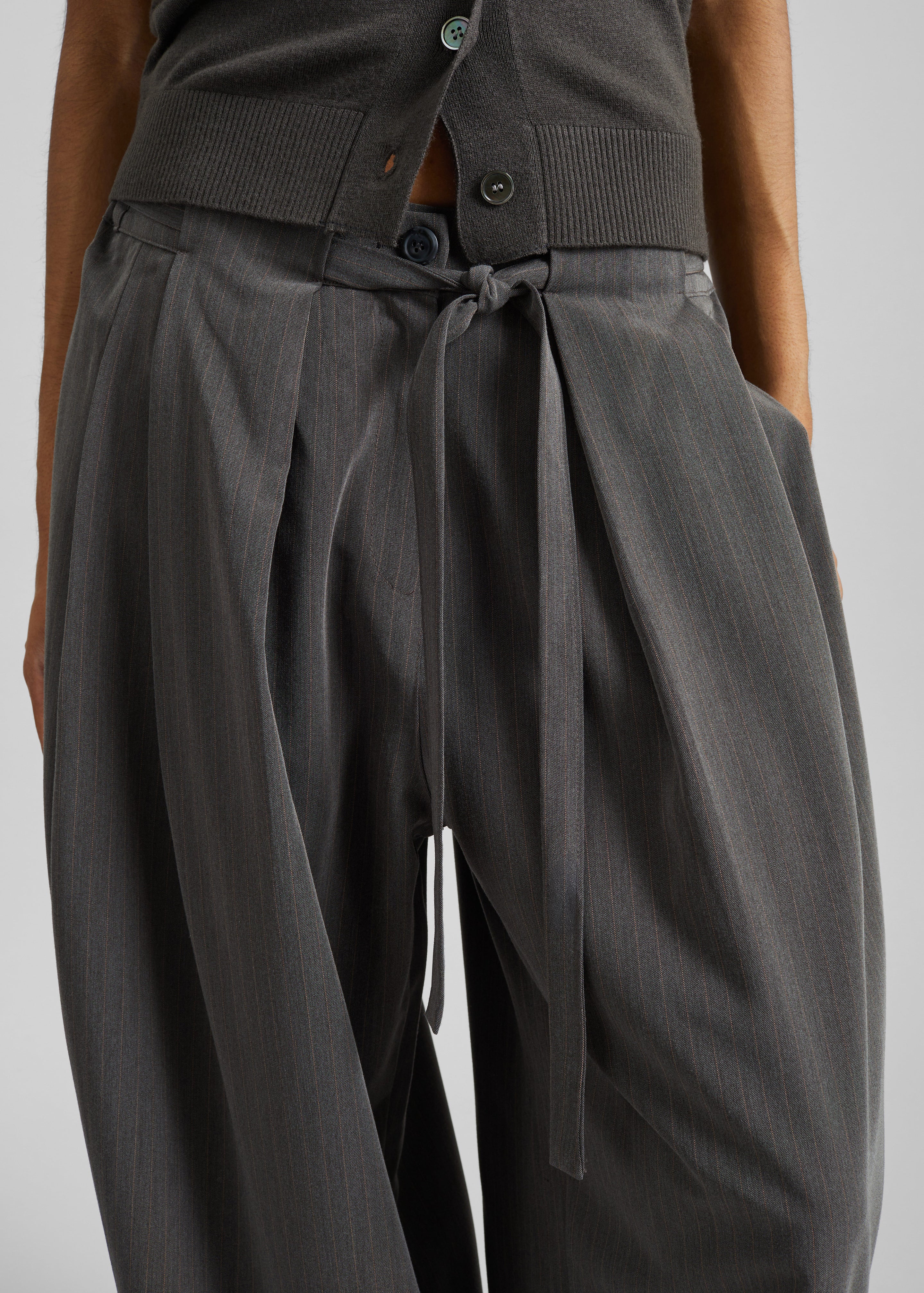 Loire Curved Pants - Charcoal Pinstripe - Image 3
