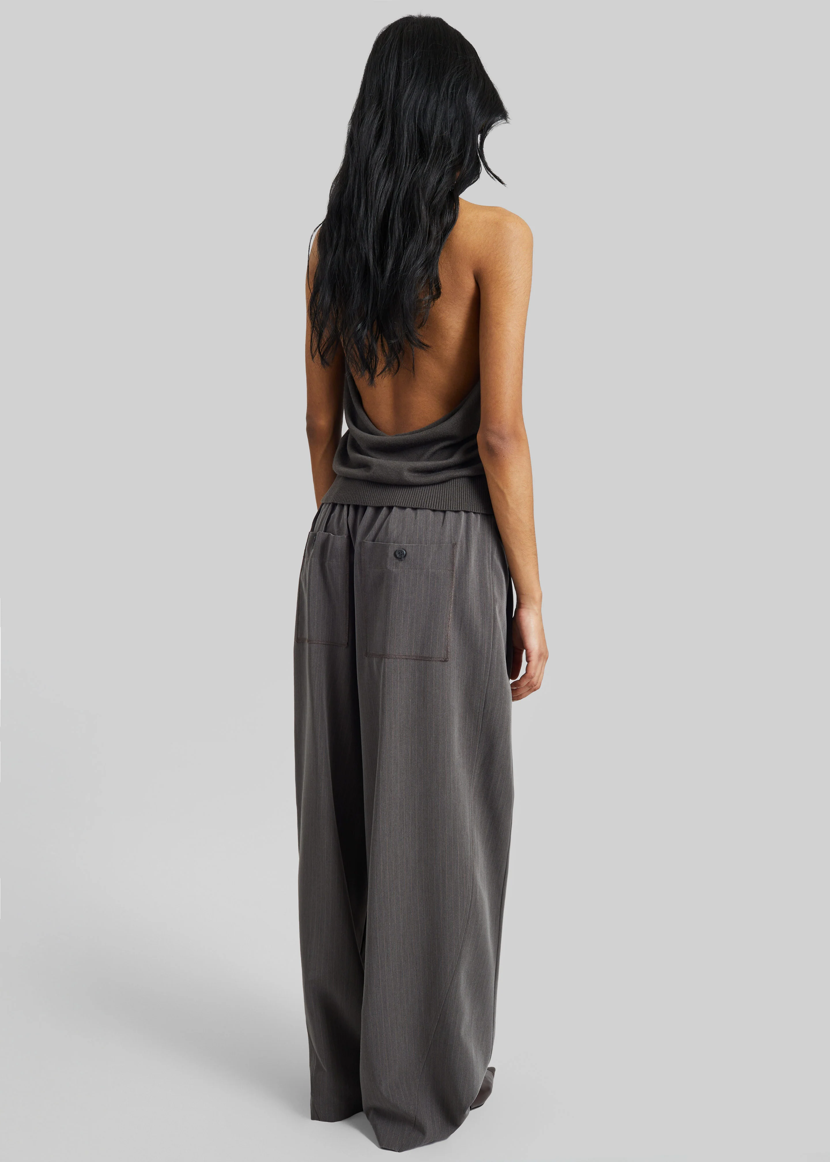 Loire Curved Pants - Charcoal Pinstripe - Image 5