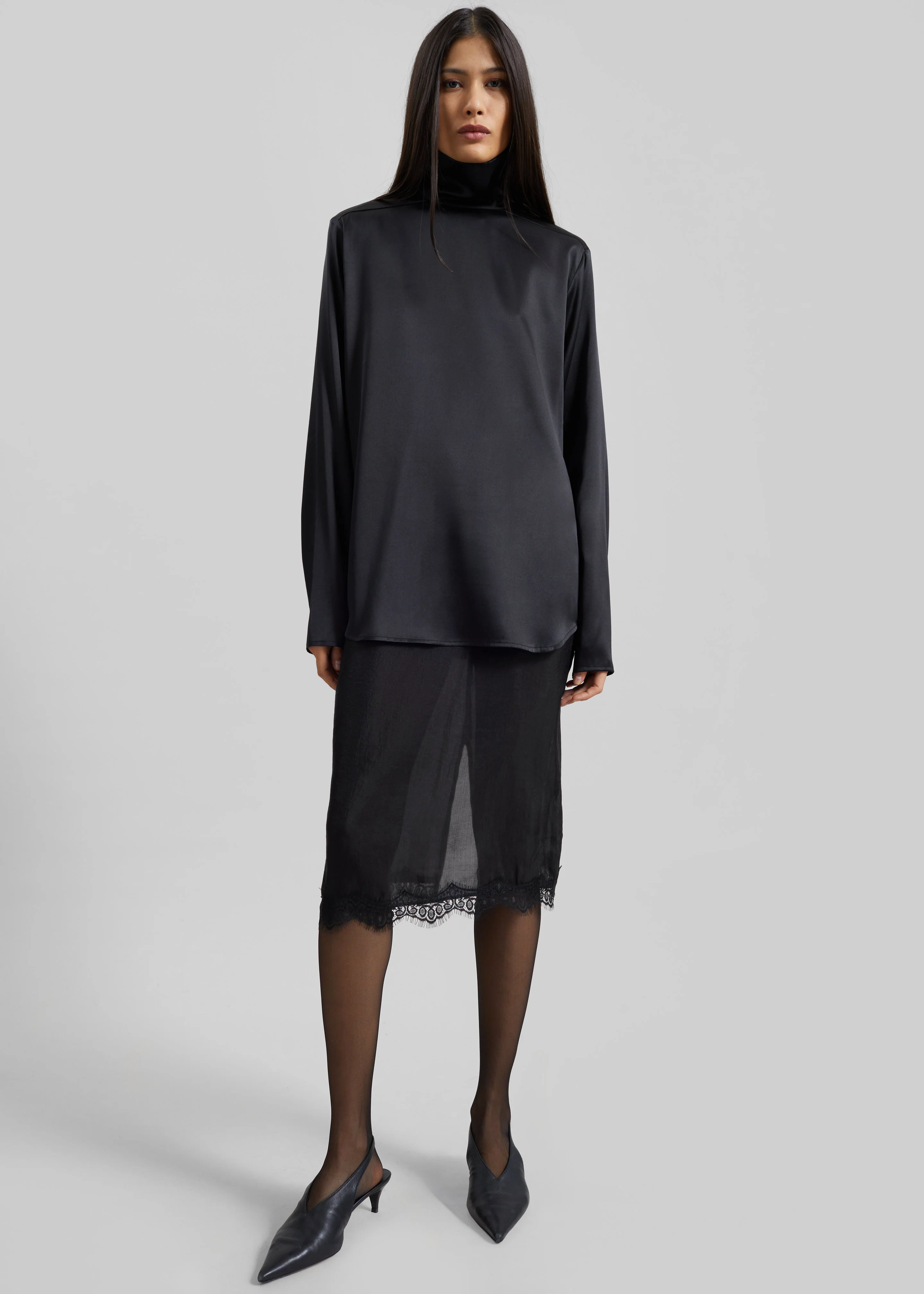 Lolai Sheer Lace Skirt - Black - Image 4