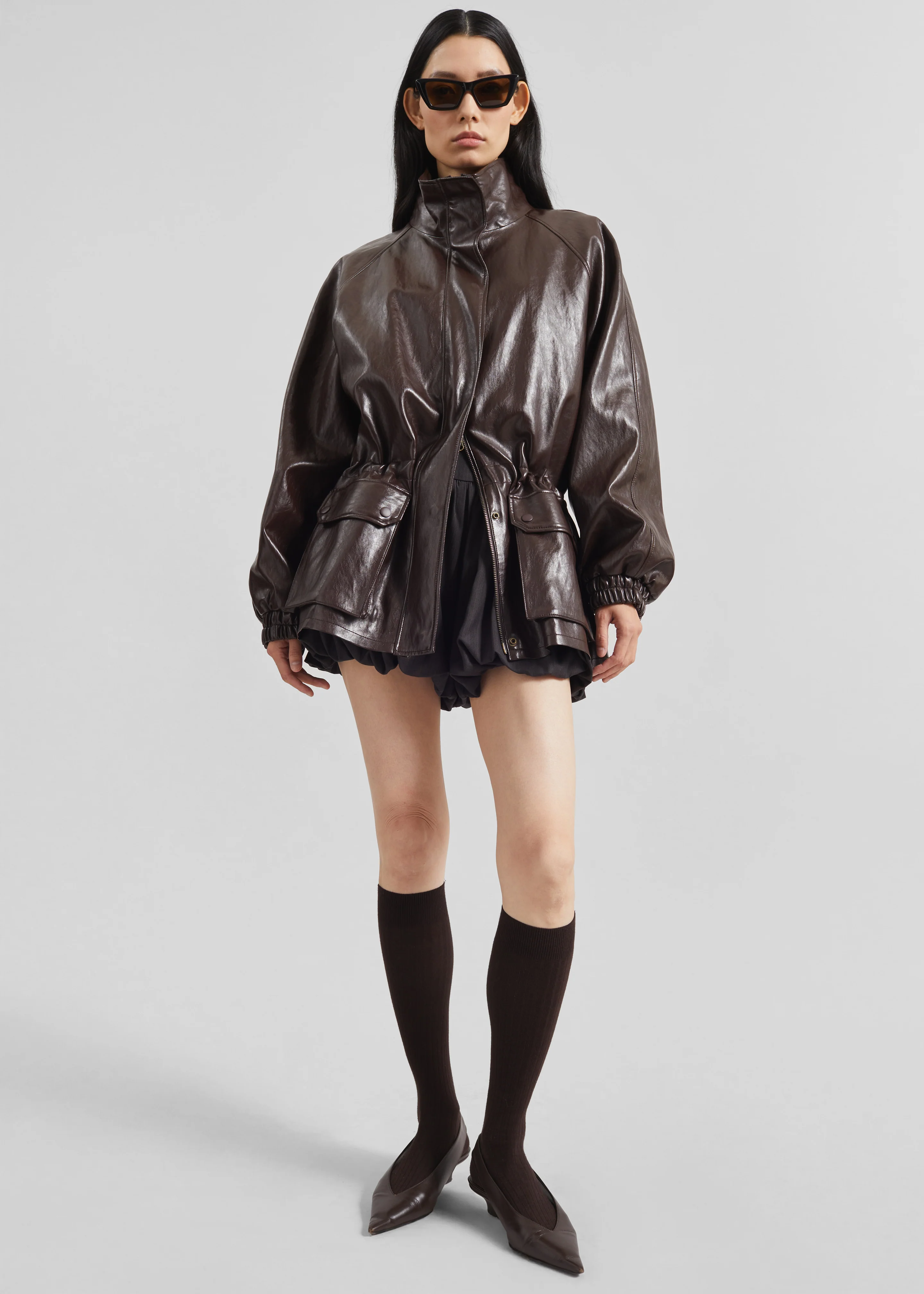 Lommel Faux Leather Jacket - Brown - Image 2