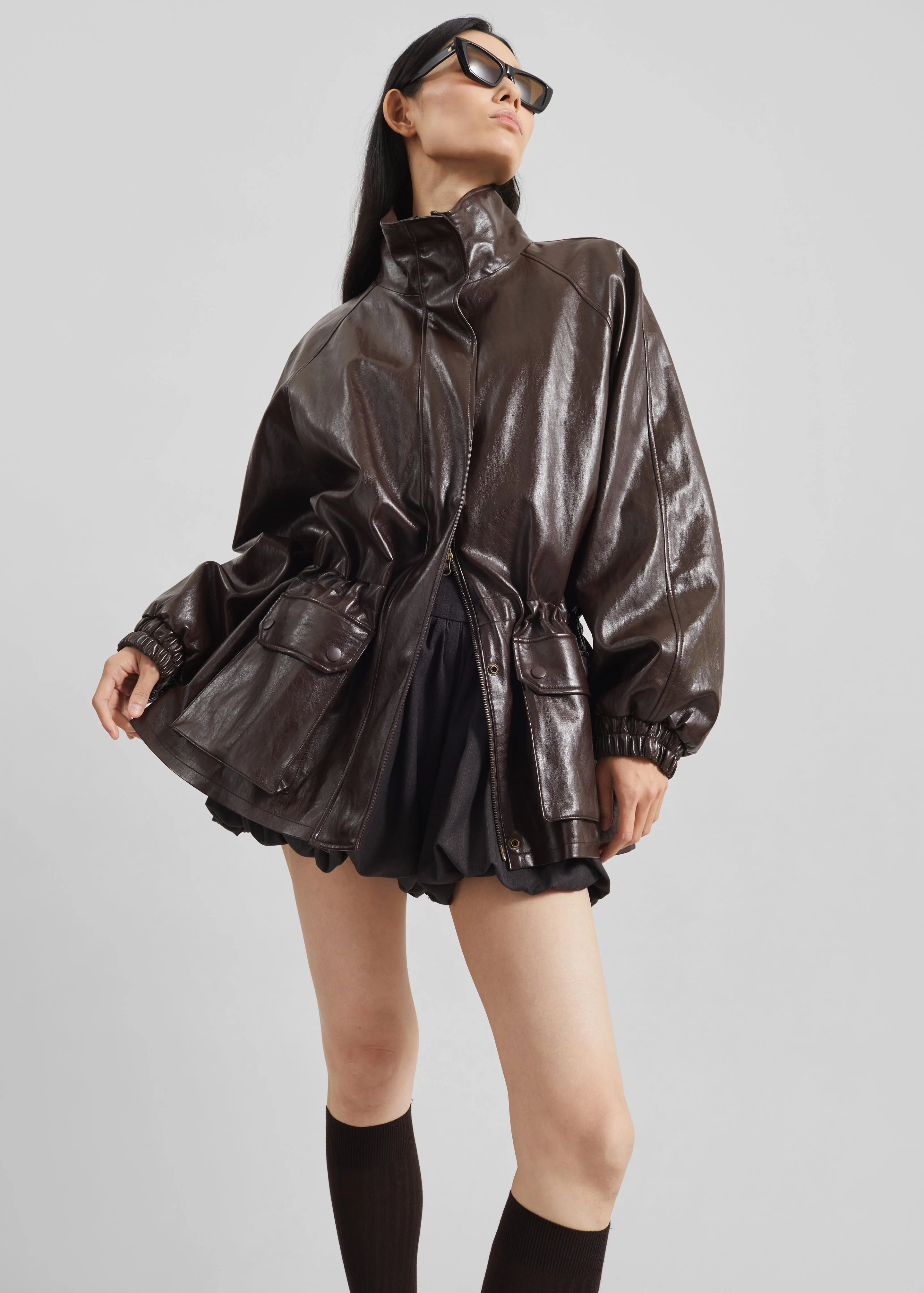 Lommel Faux Leather Jacket - Brown - Image 3