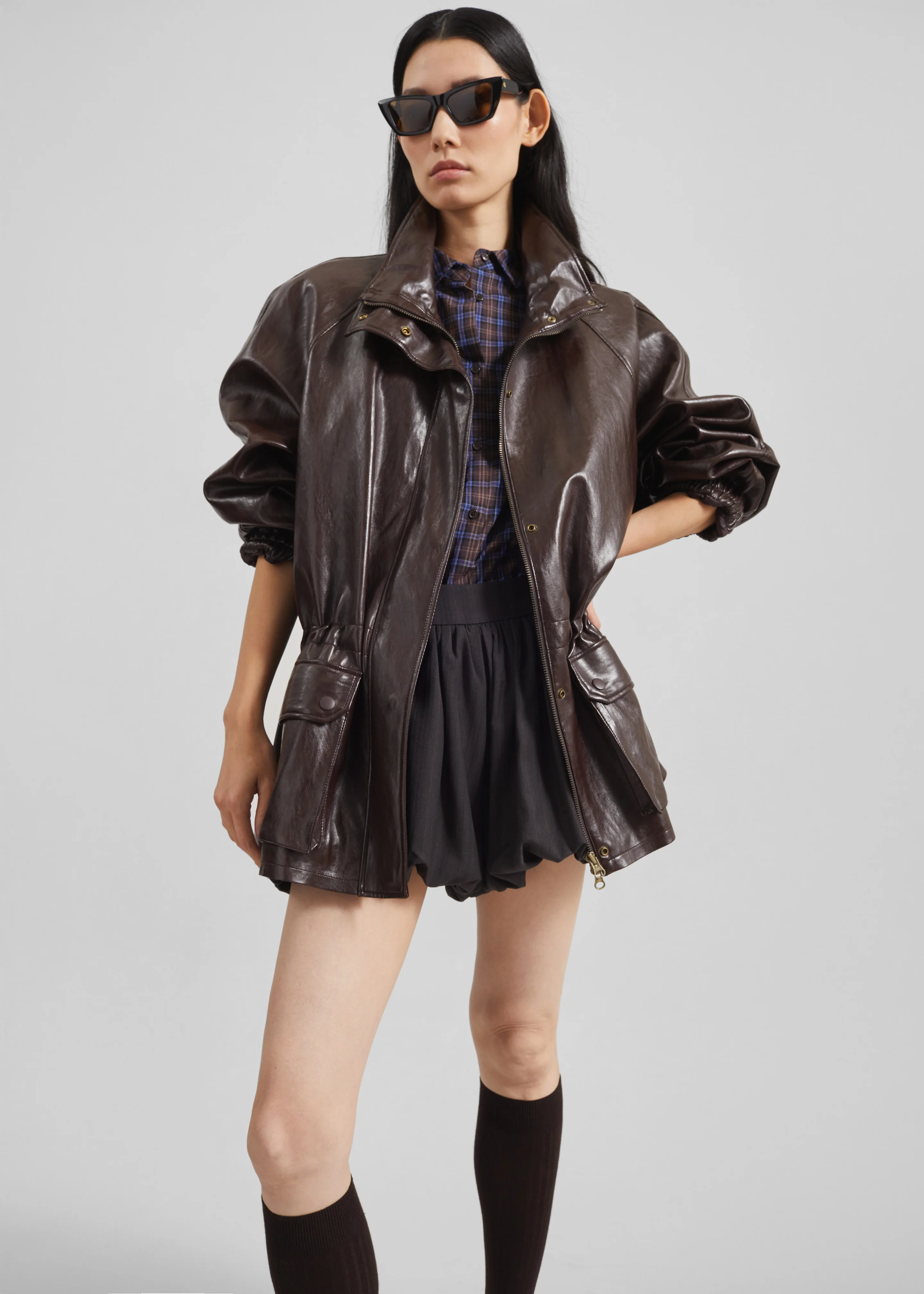 Lommel Faux Leather Jacket - Brown - Image 7