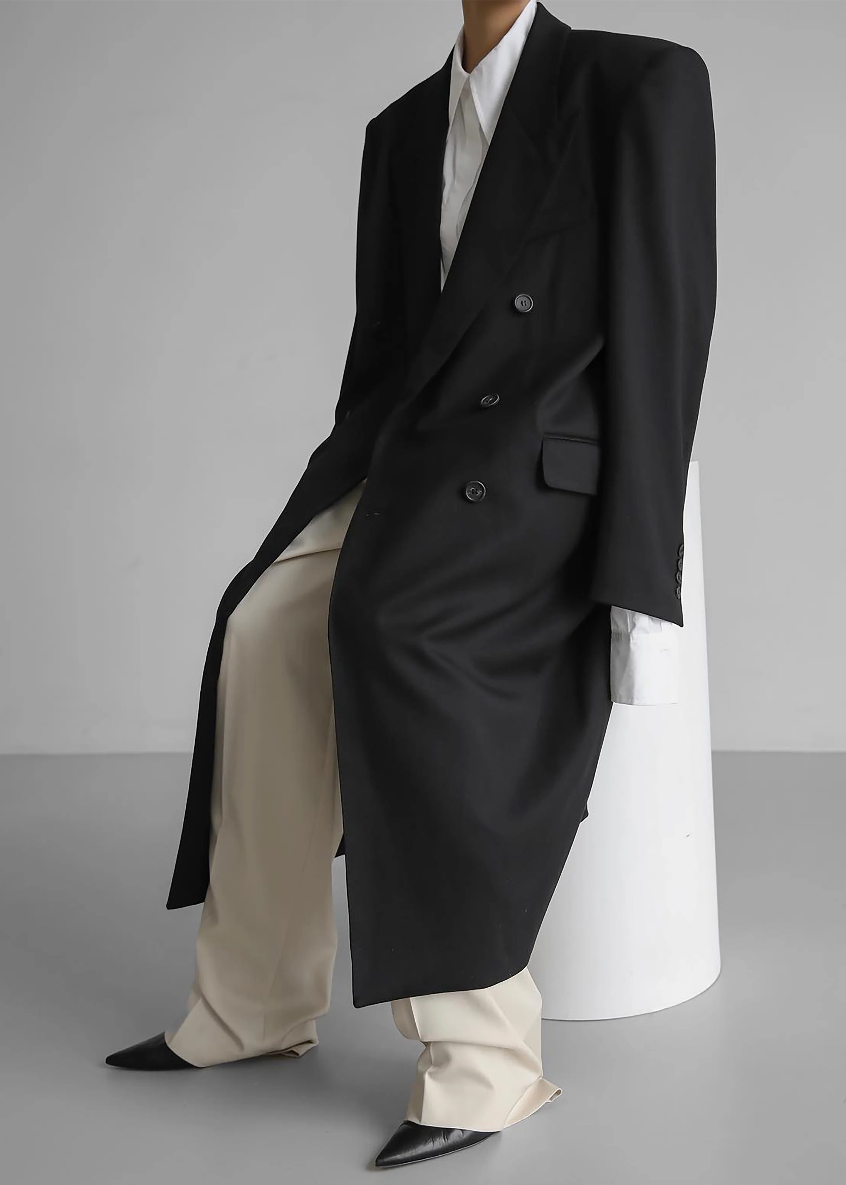 London Double Breasted Coat - Black - Image 11