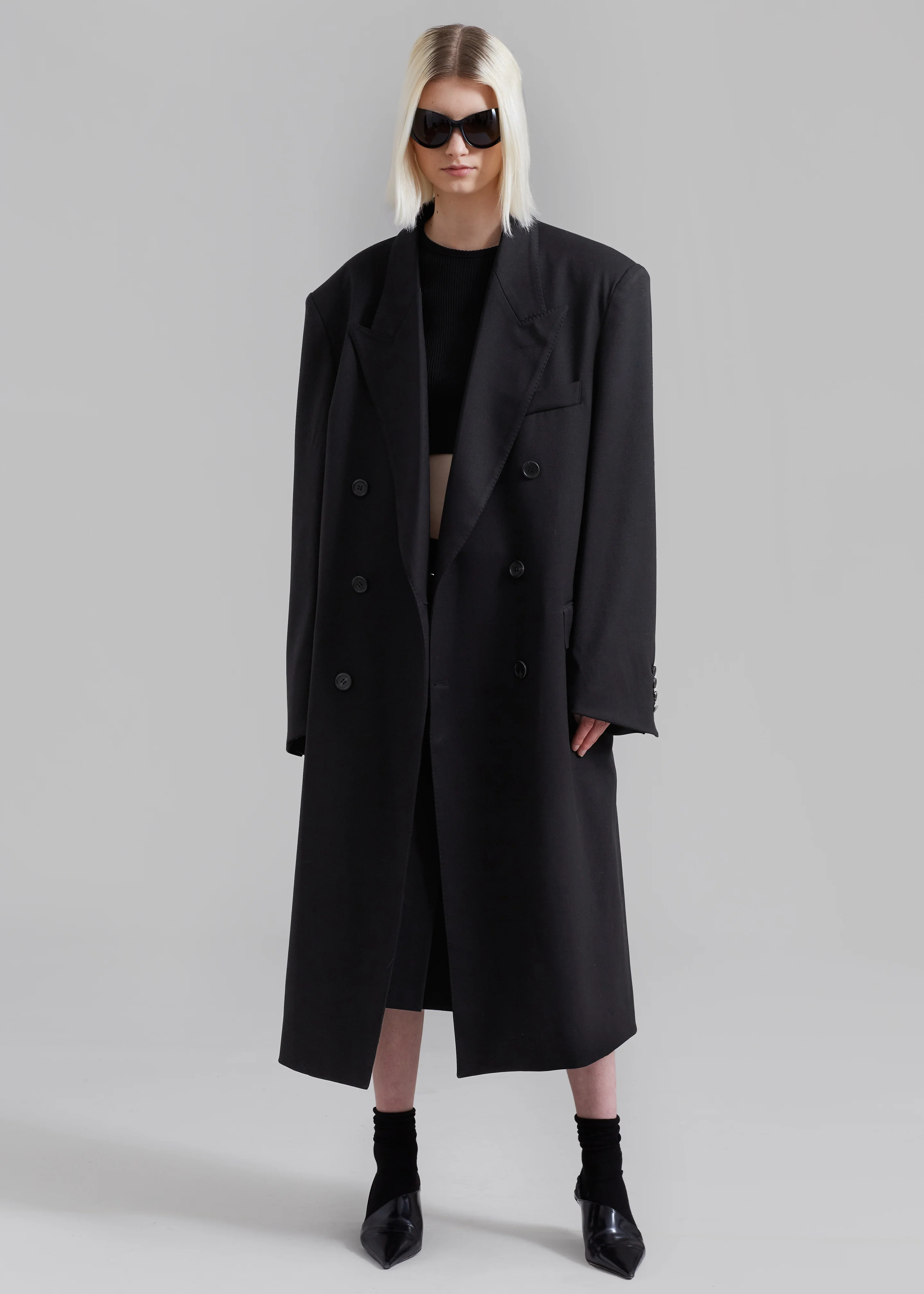 London Double Breasted Coat - Black - Image 2
