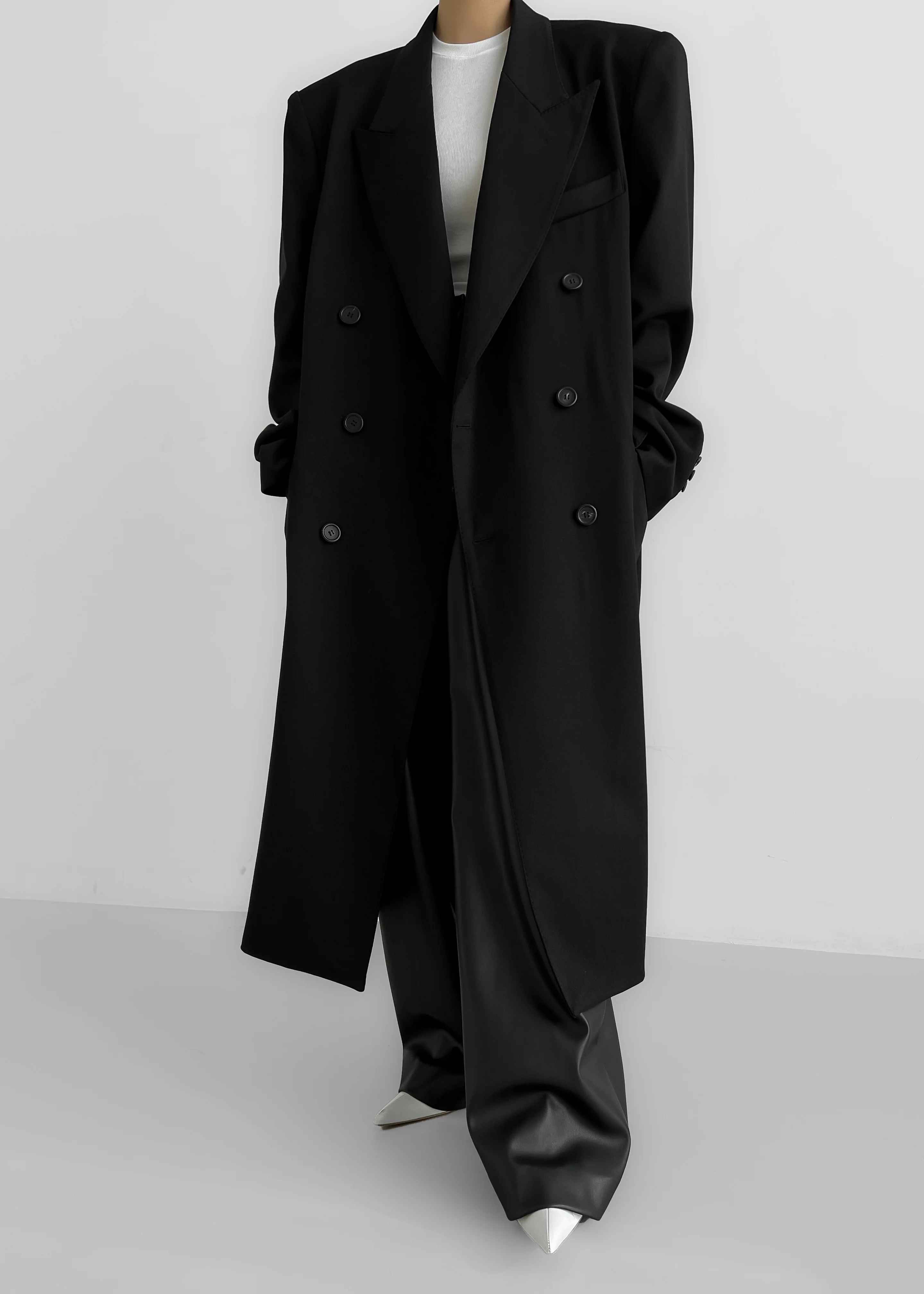 London Double Breasted Coat - Black - Image 3