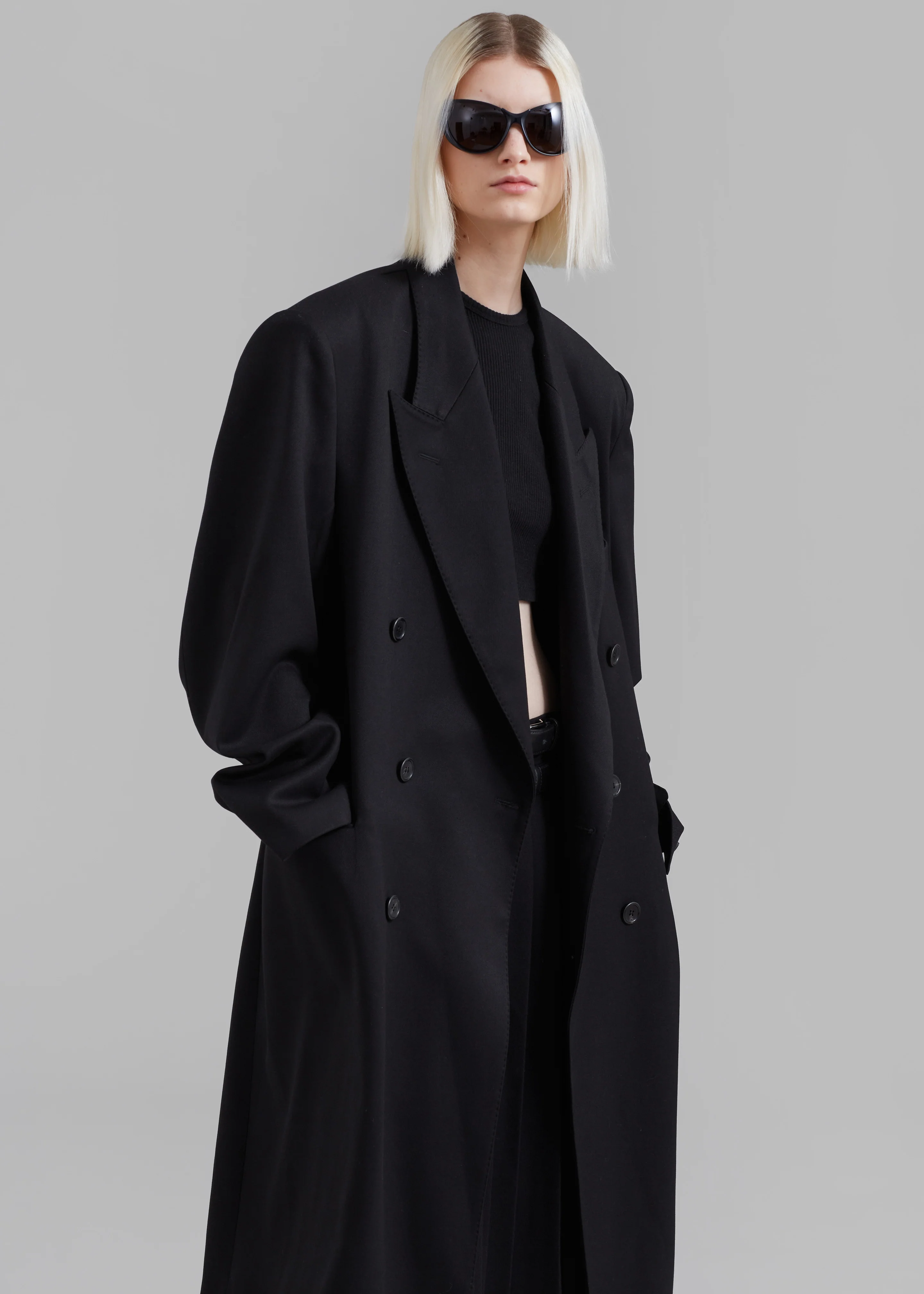London Double Breasted Coat - Black - Image 5