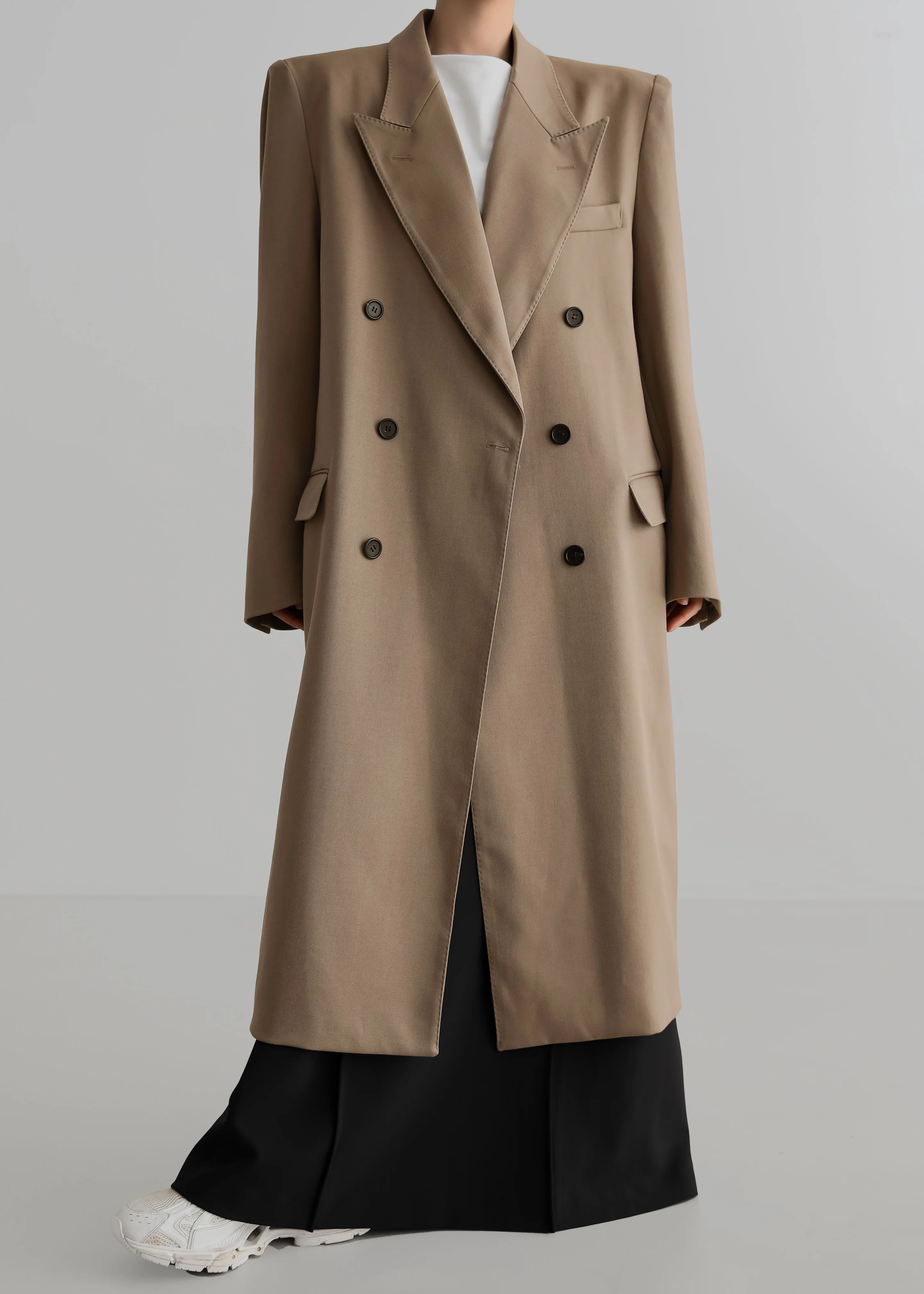 London Double Breasted Coat - Taupe - Image 6