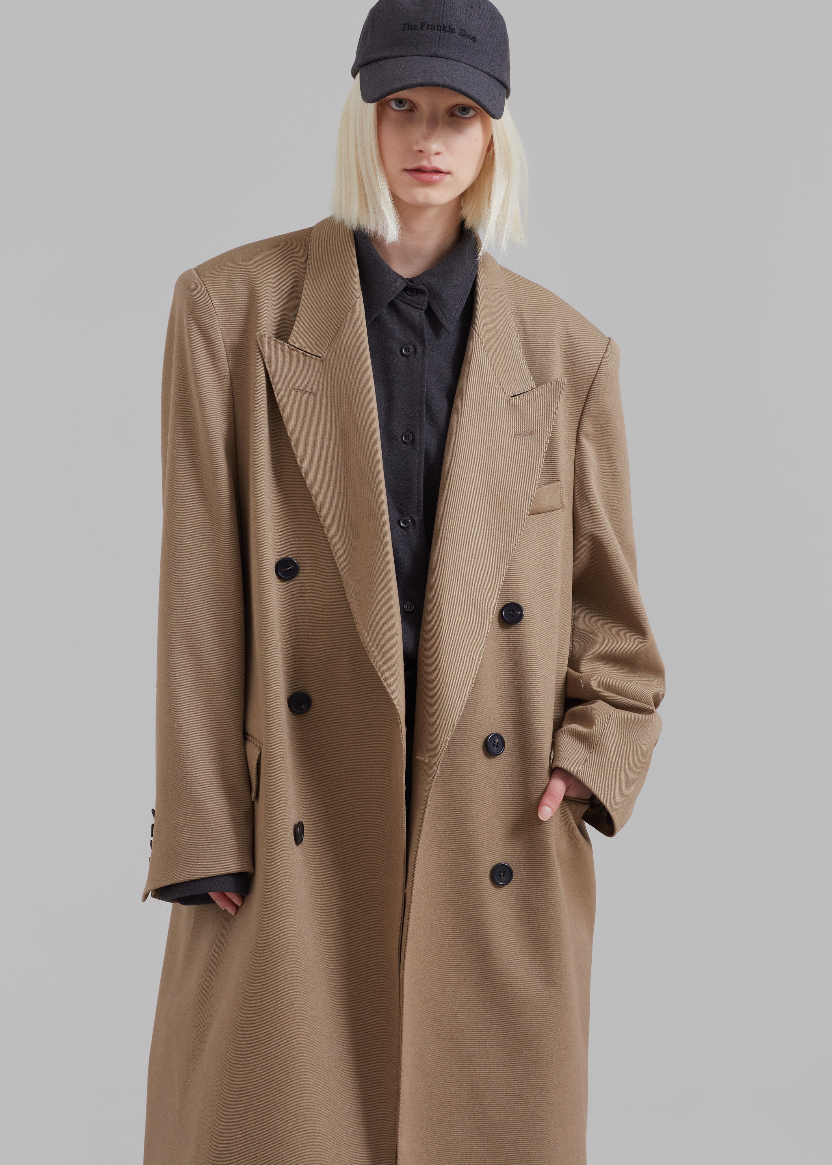 London Double Breasted Coat - Taupe - Image 7