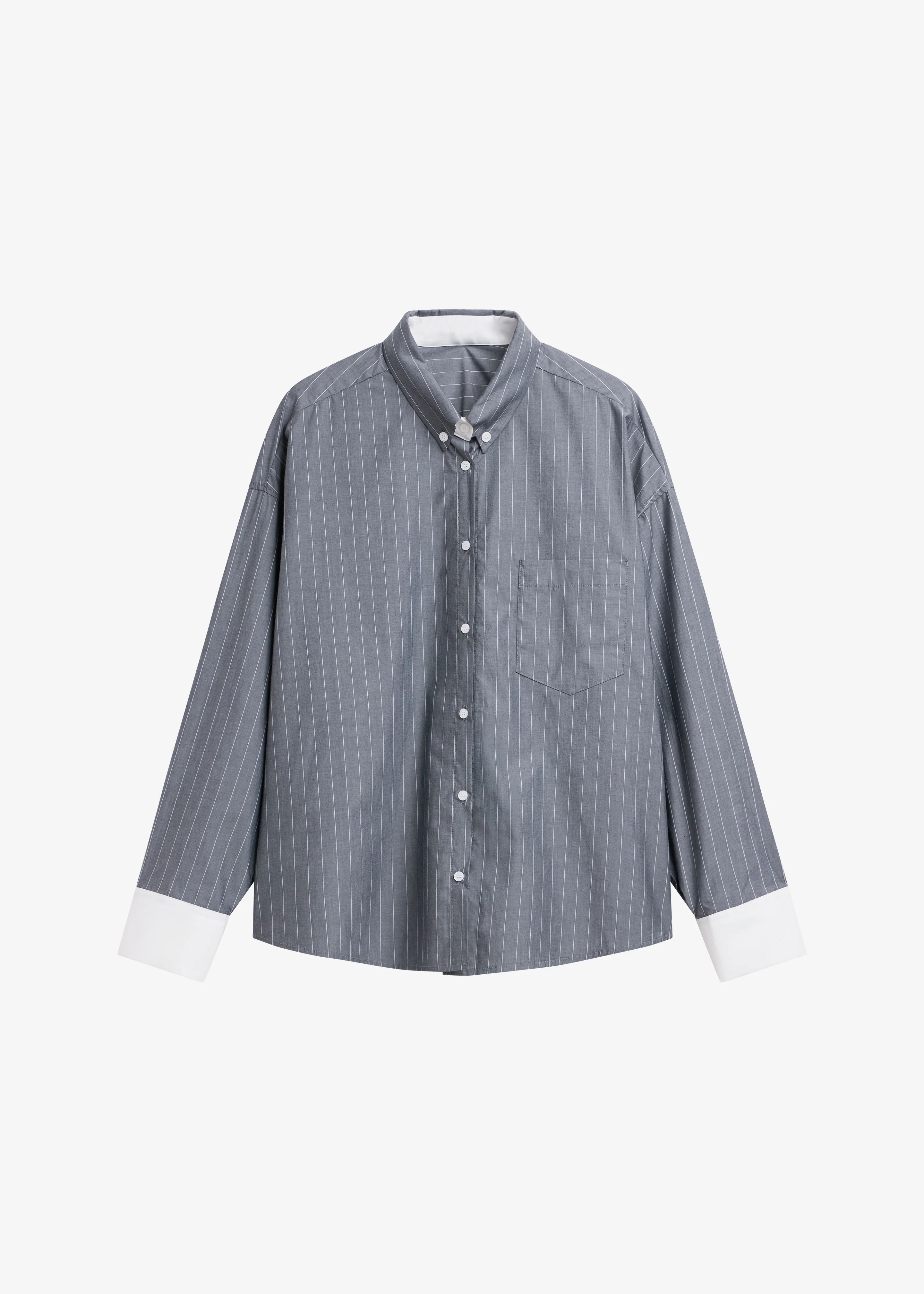 Lorna Shirt - Grey/White Pinstripe - Image 7